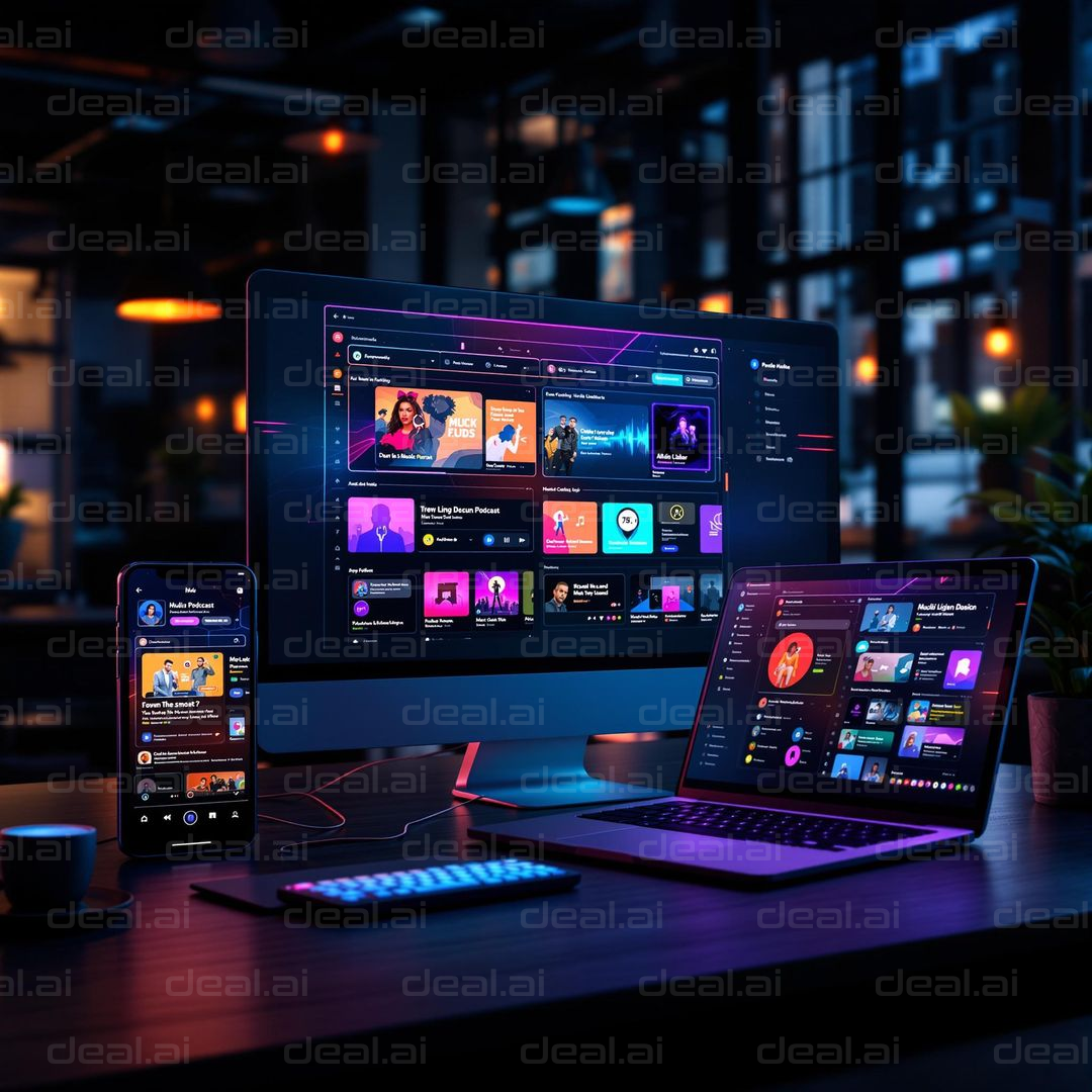 "Trendy Podcast Studio Workspace"