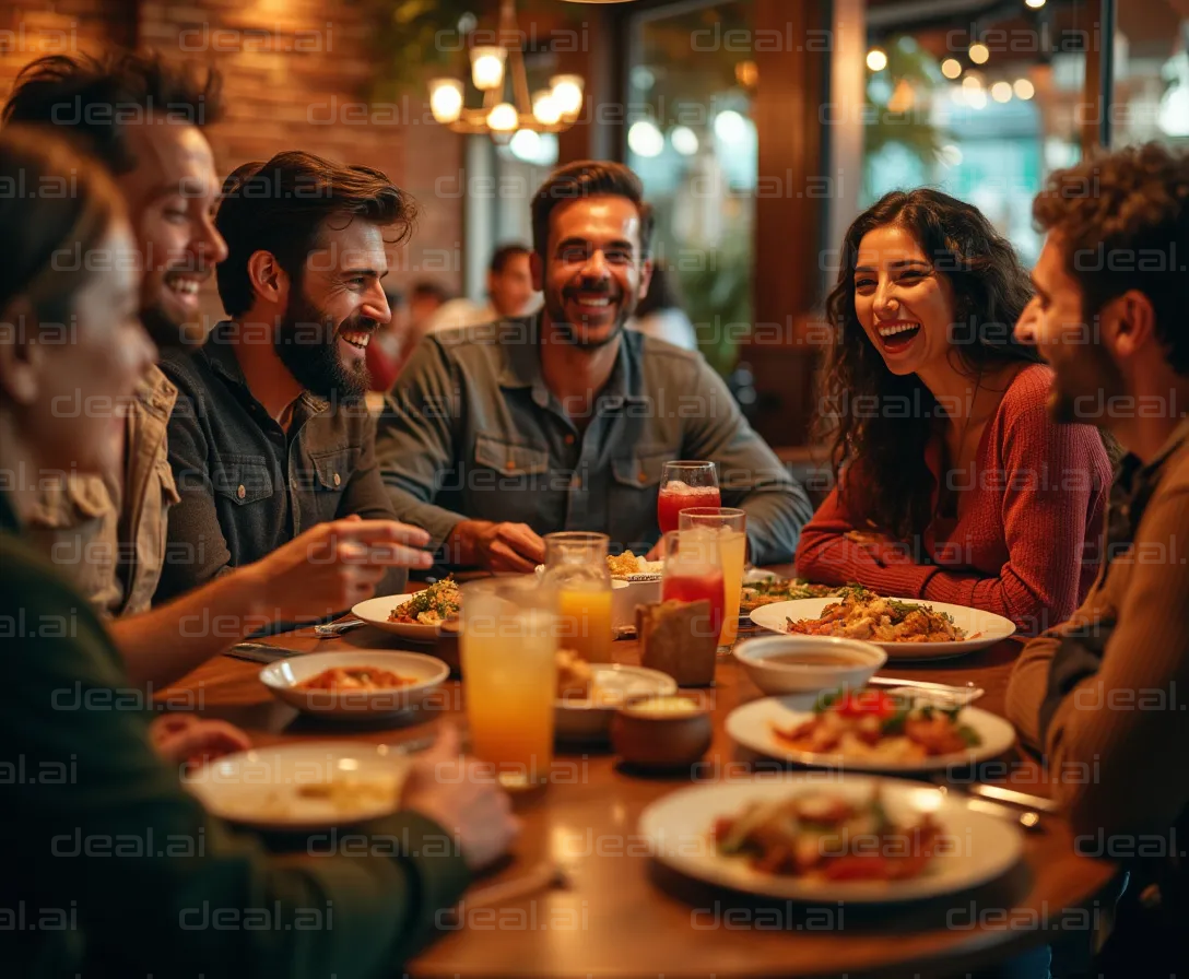 "Friends Enjoying a Meal Together"