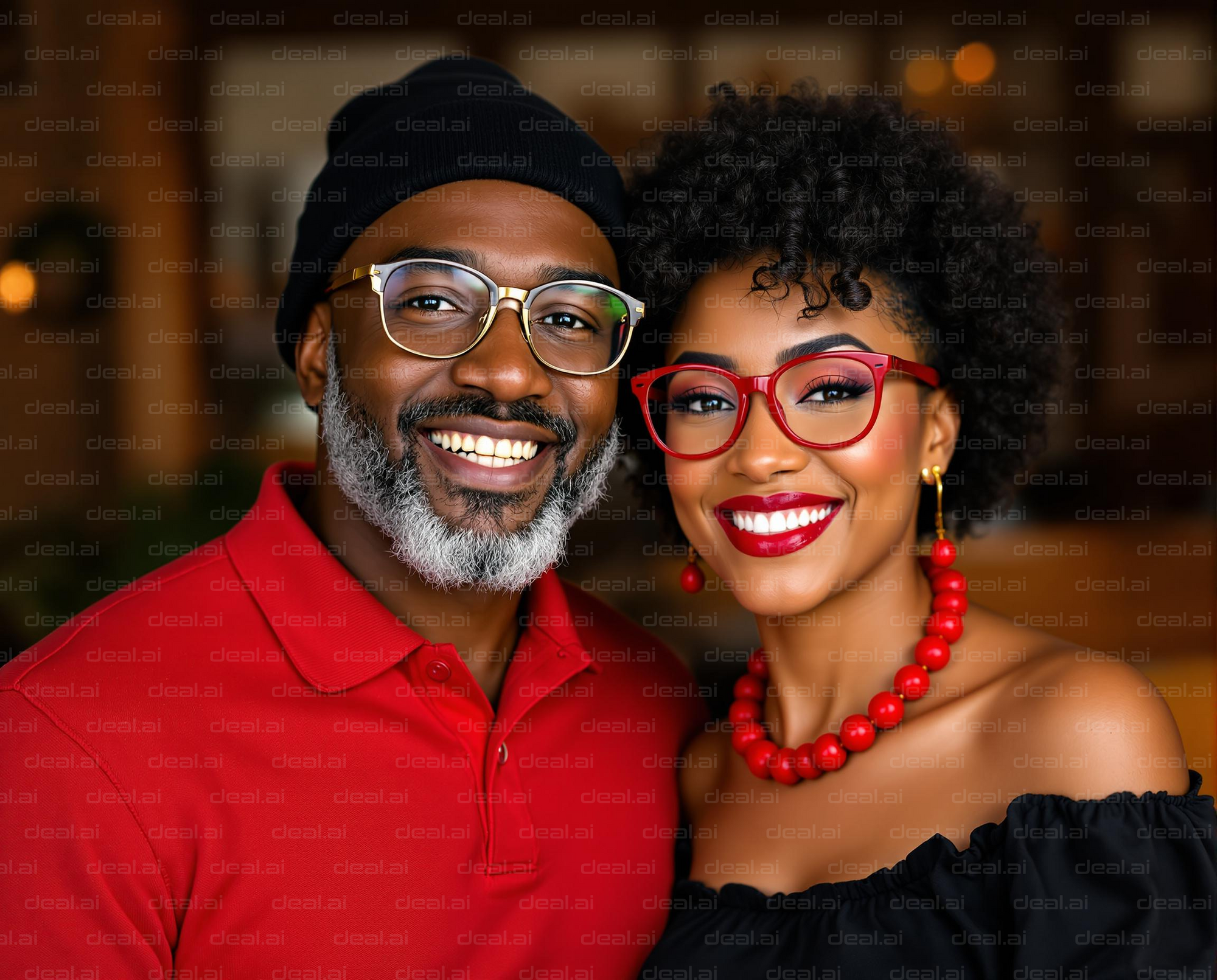 Smiling Couple in Stylish Glasses