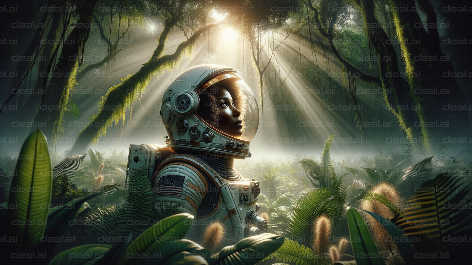 Astronaut in Enchanted Jungle