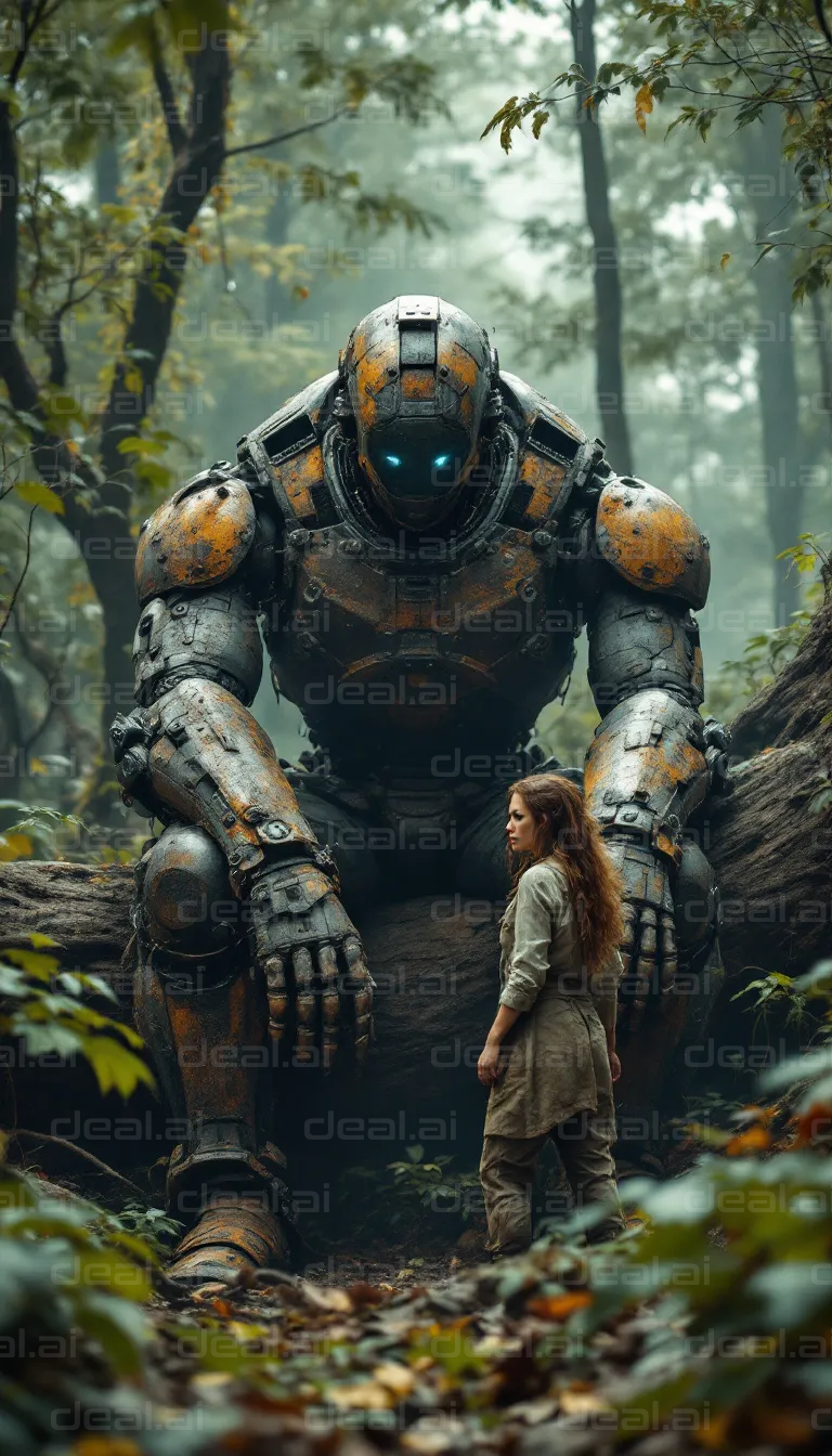 Giant Robot in Forest Encounter
