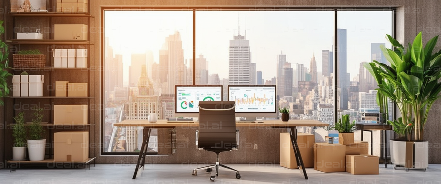 Modern Office with Cityscape View