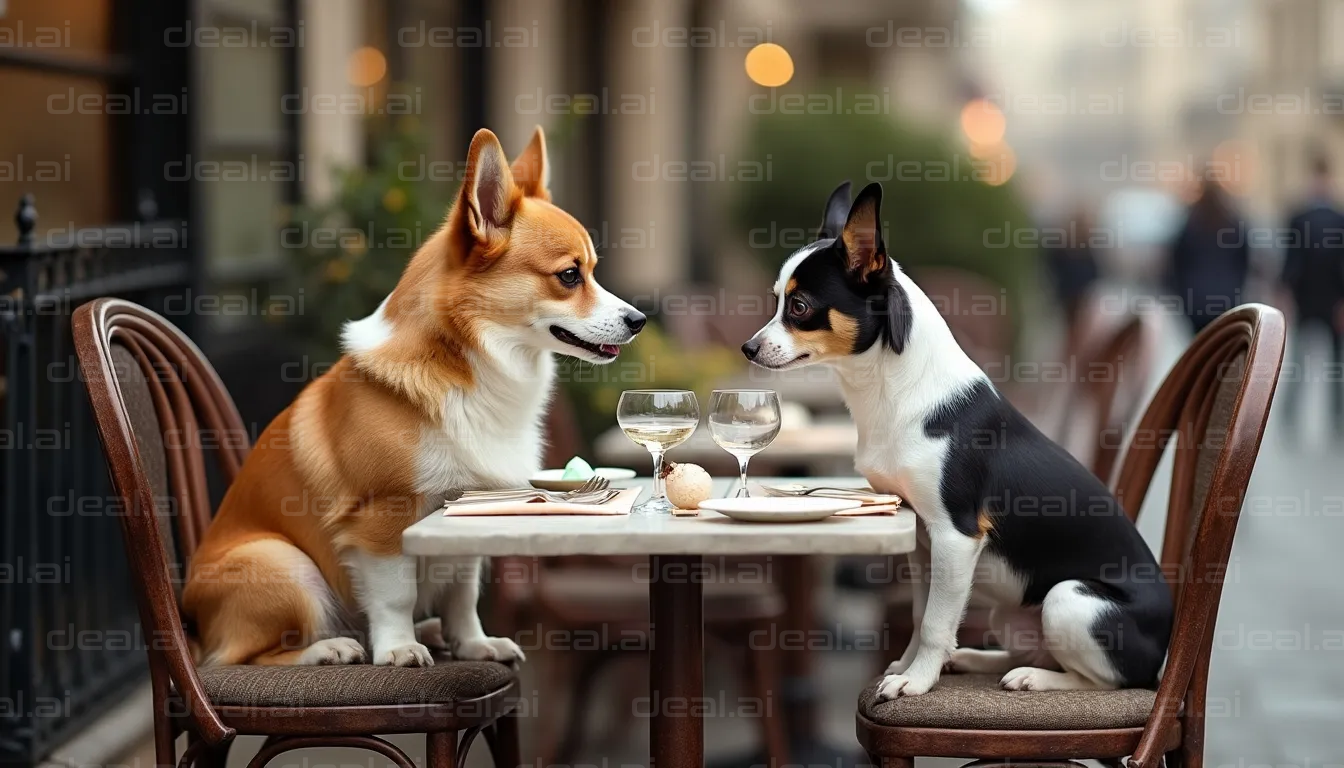 Dogs Dining Delightfully Together