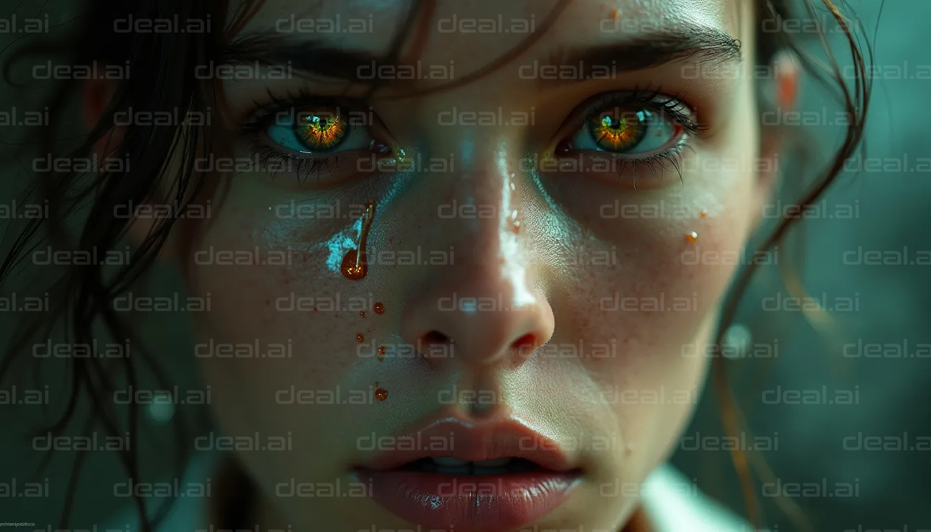 "Golden Tears Reflecting Emotions"