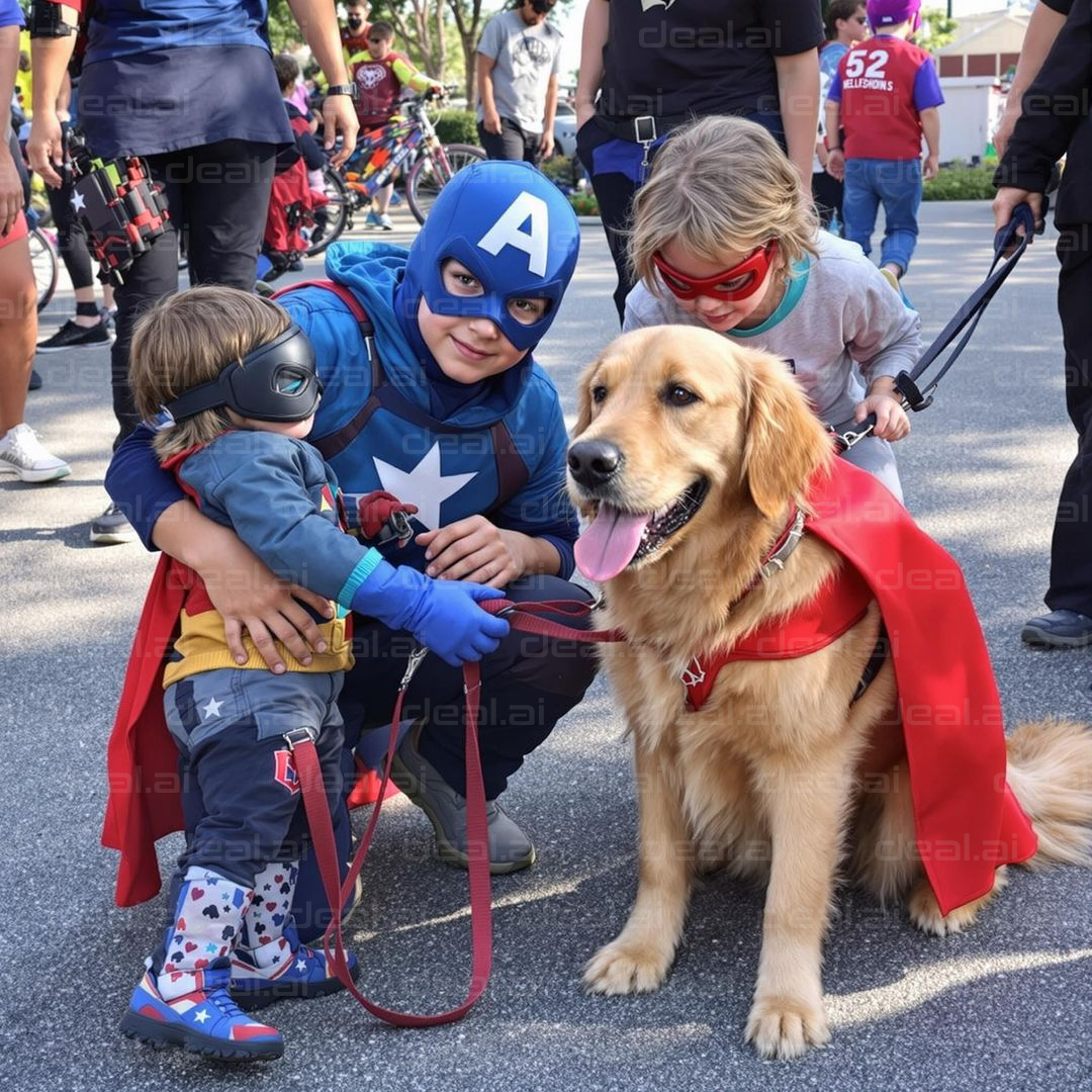 Superheroes and Their Furry Sidekick