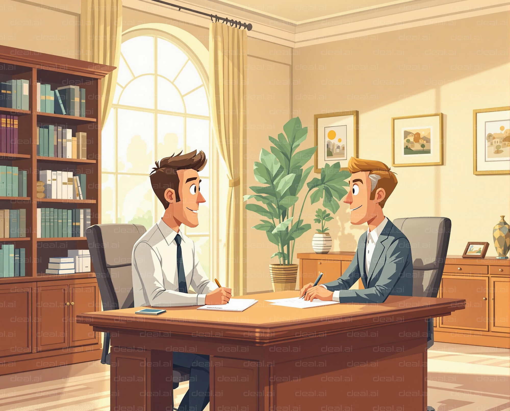 Business Meeting in Bright Office