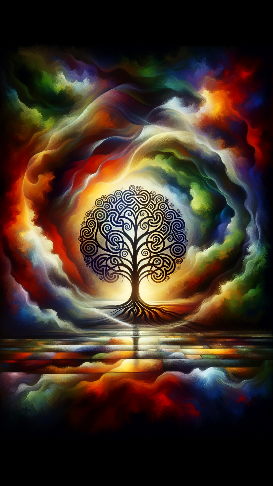 "Illuminated Tree of Life in Vibrant Colors"