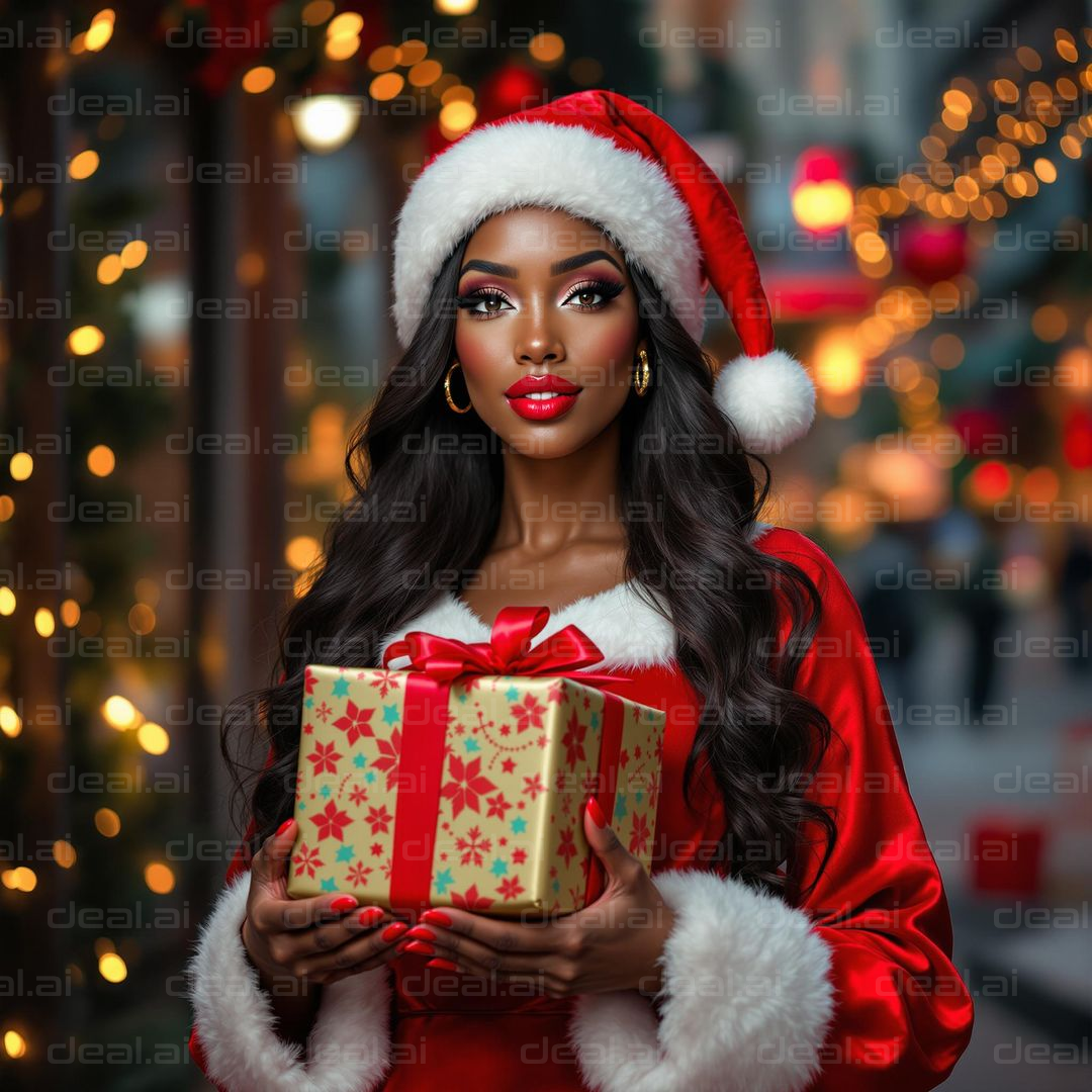 Festive Lady with a Gift