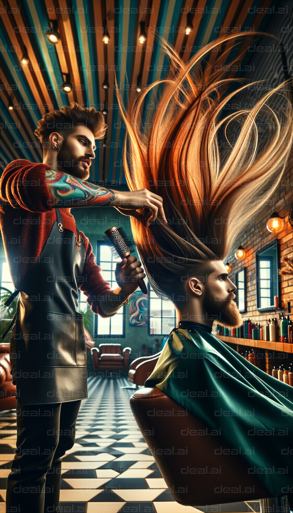 "Dynamic Hair Styling at the Barbershop"