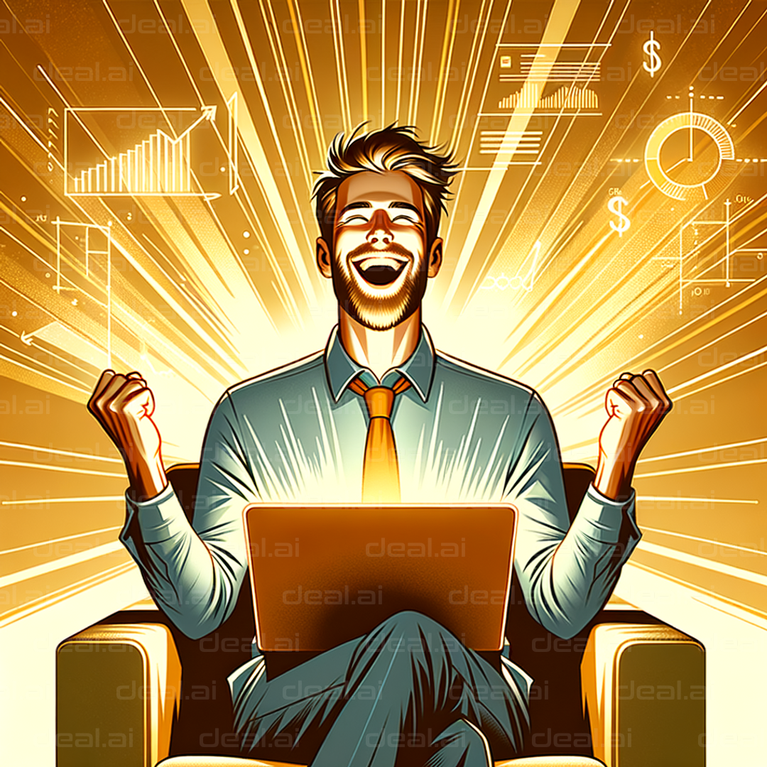 "Elated Man Celebrating Financial Success"