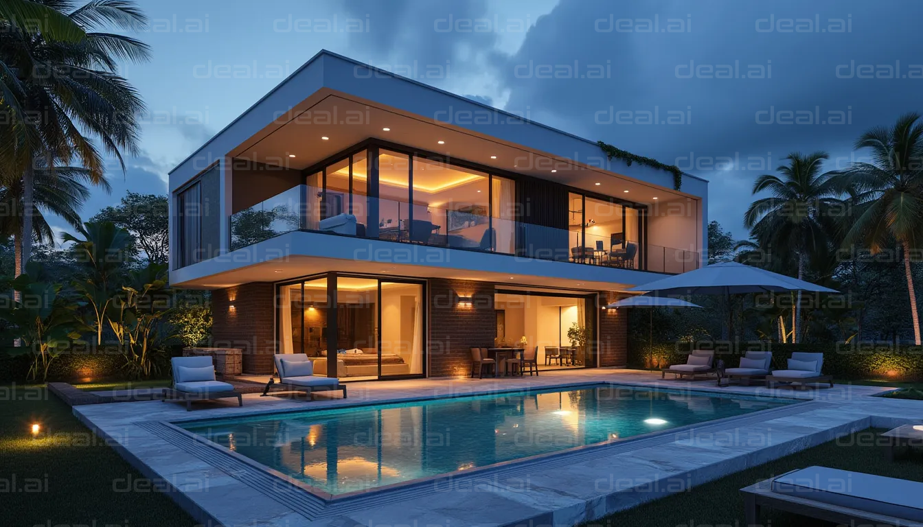 Modern Villa at Dusk