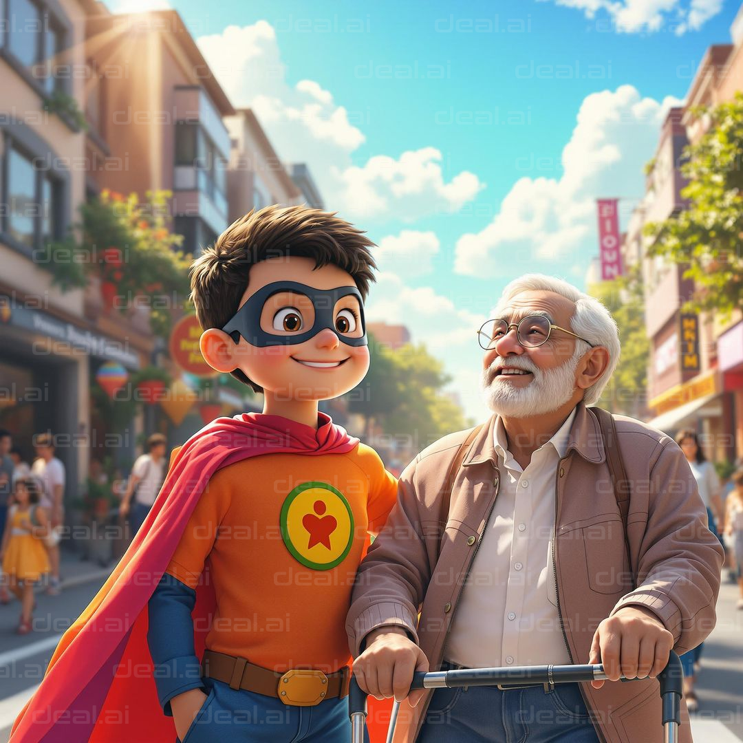 "Super Kid and Grandfather's Adventure"