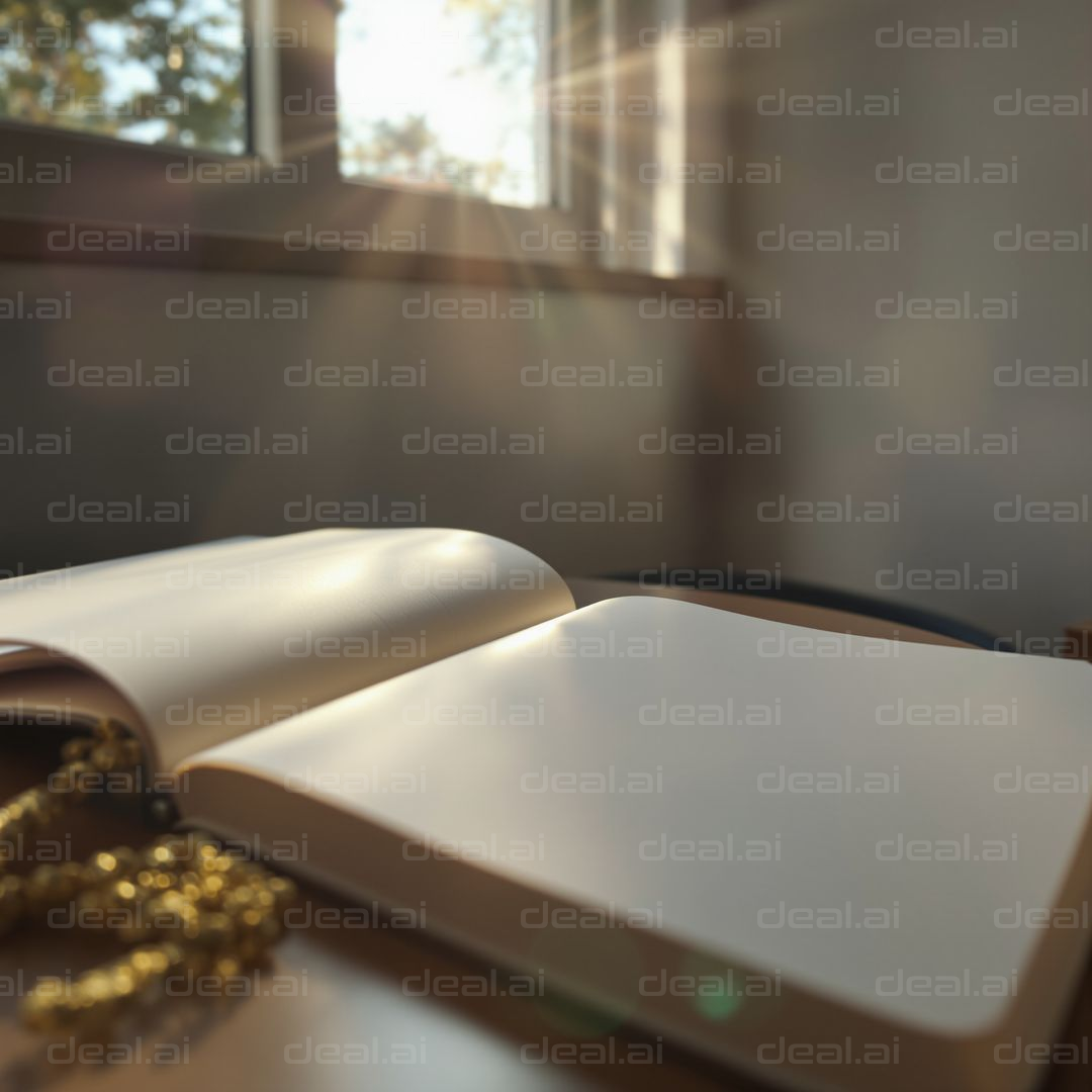 "Sunlit Reflection on Open Book"