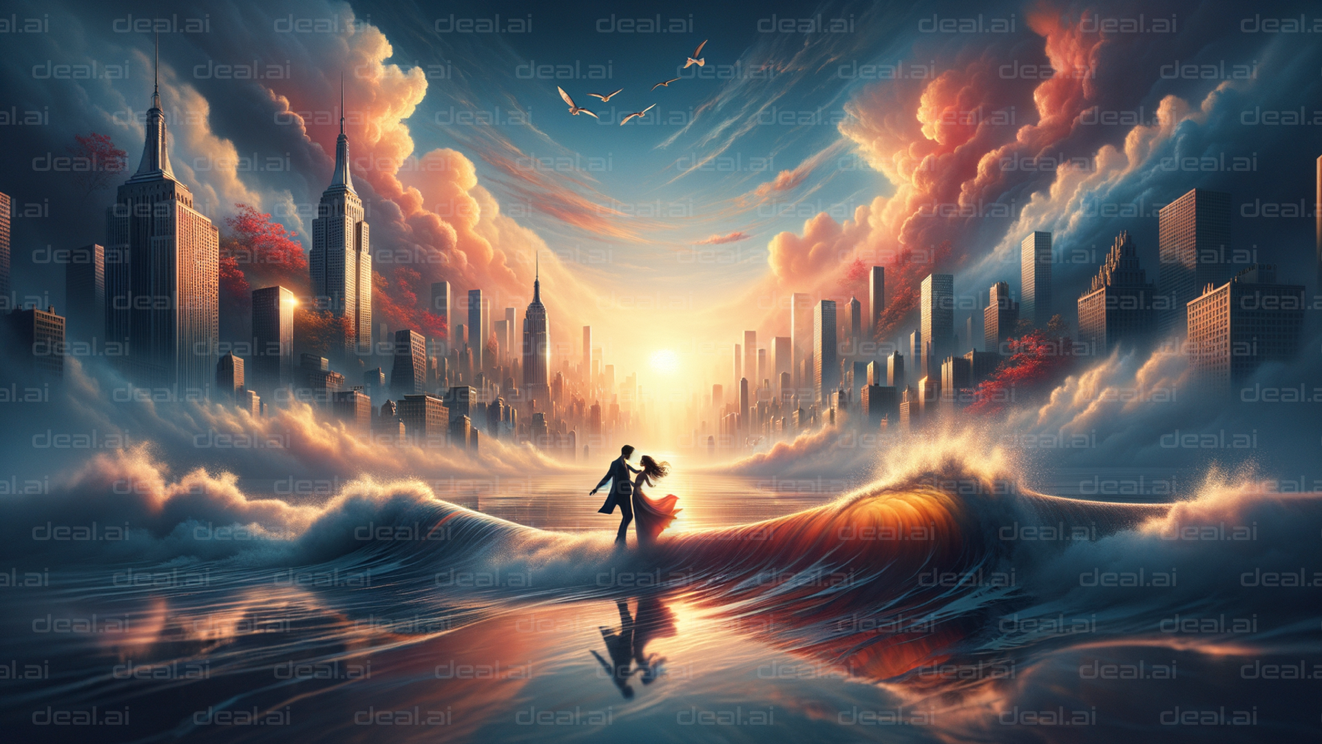 "Dancers in a Surreal Skyline"