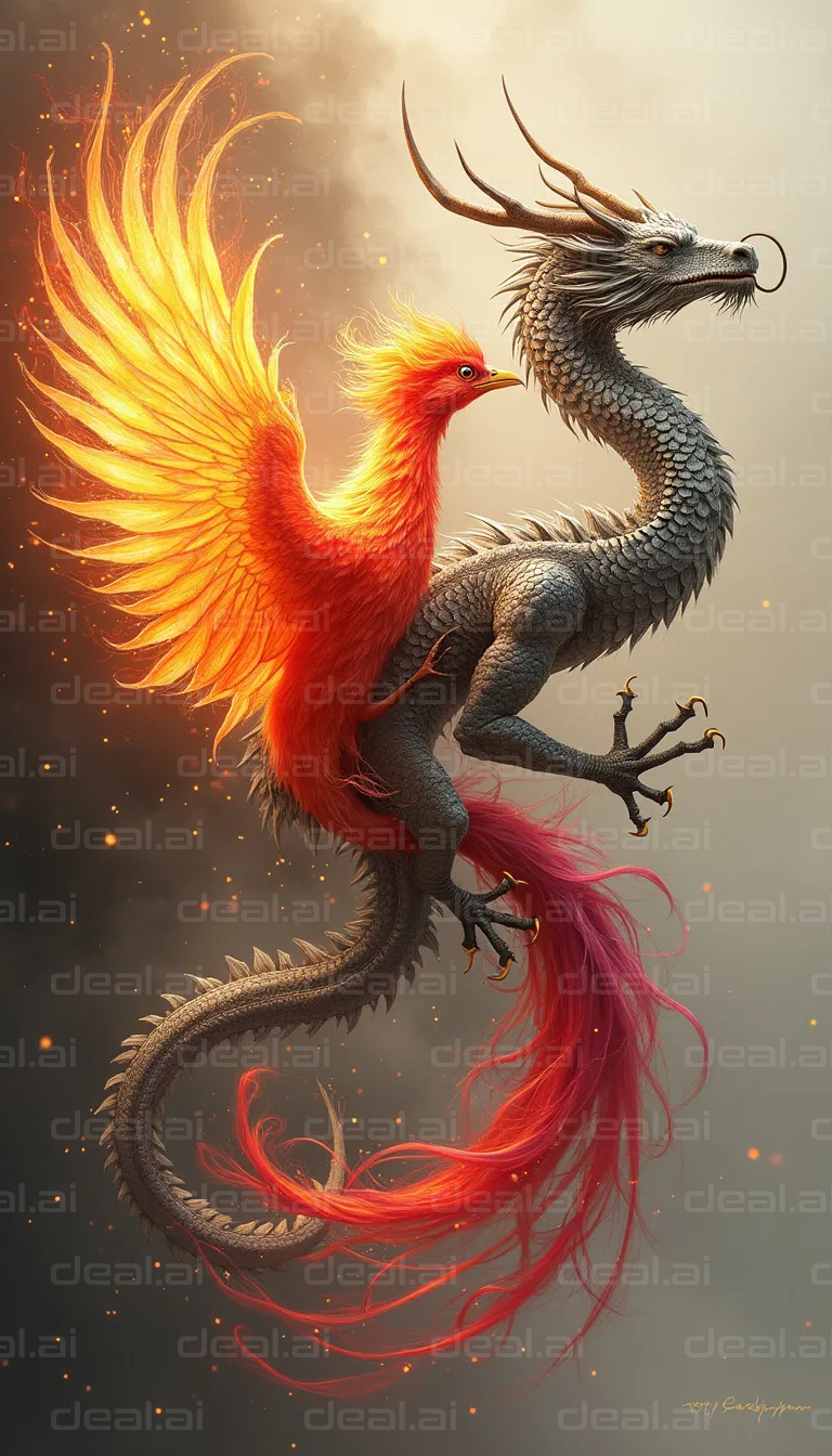 "Dragon and Phoenix in Fiery Flight"