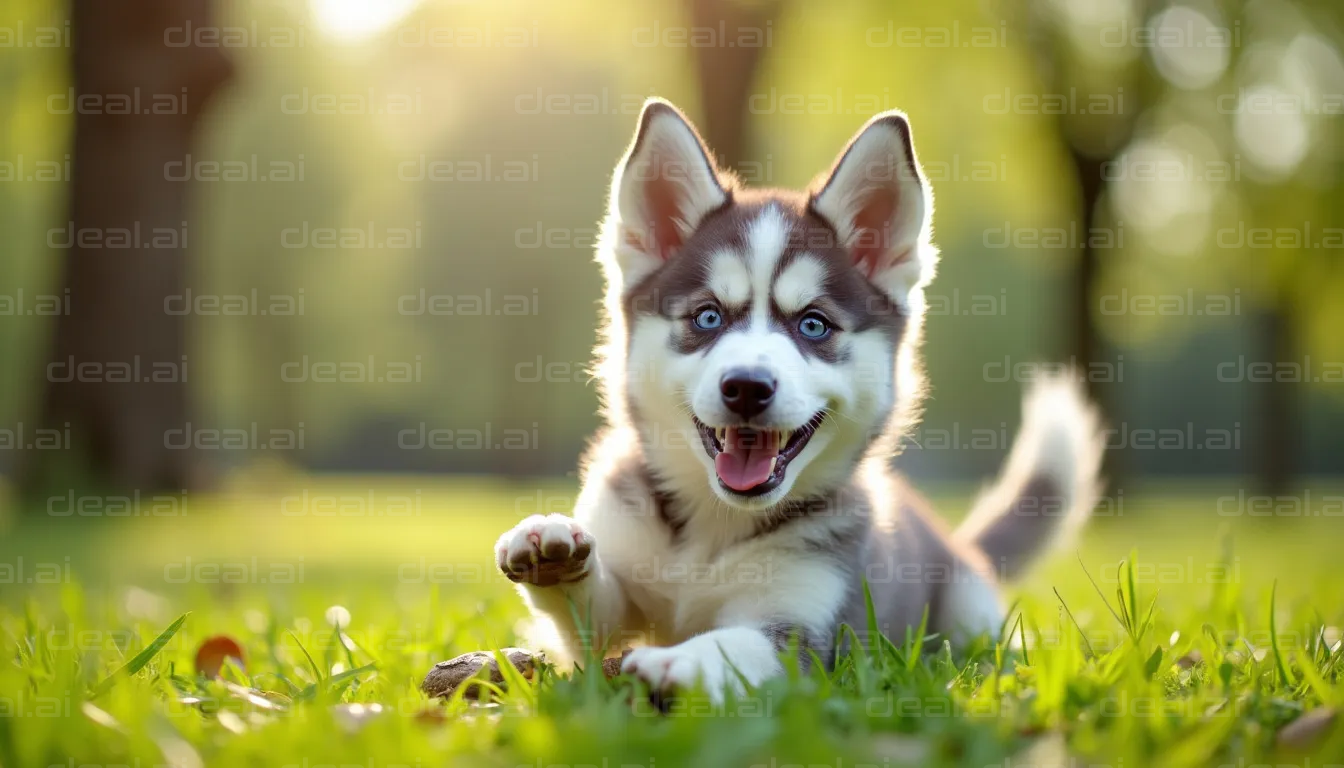 Happy Husky Puppy in the Sun.