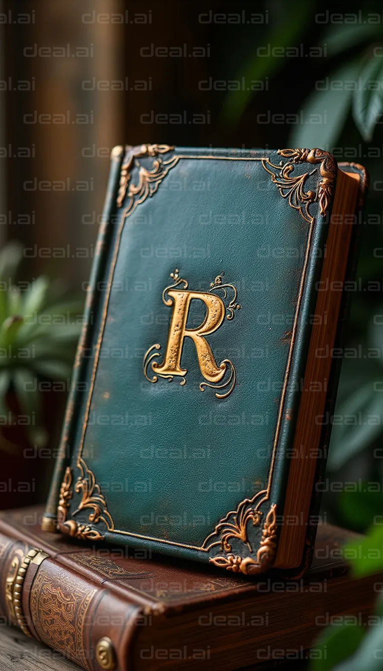 Elegant Leather-bound Book with Gold "R"