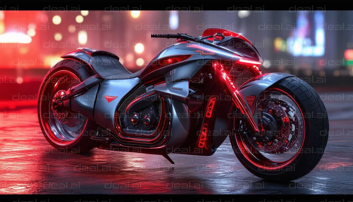 Futuristic Motorcycle in Neon Glow.