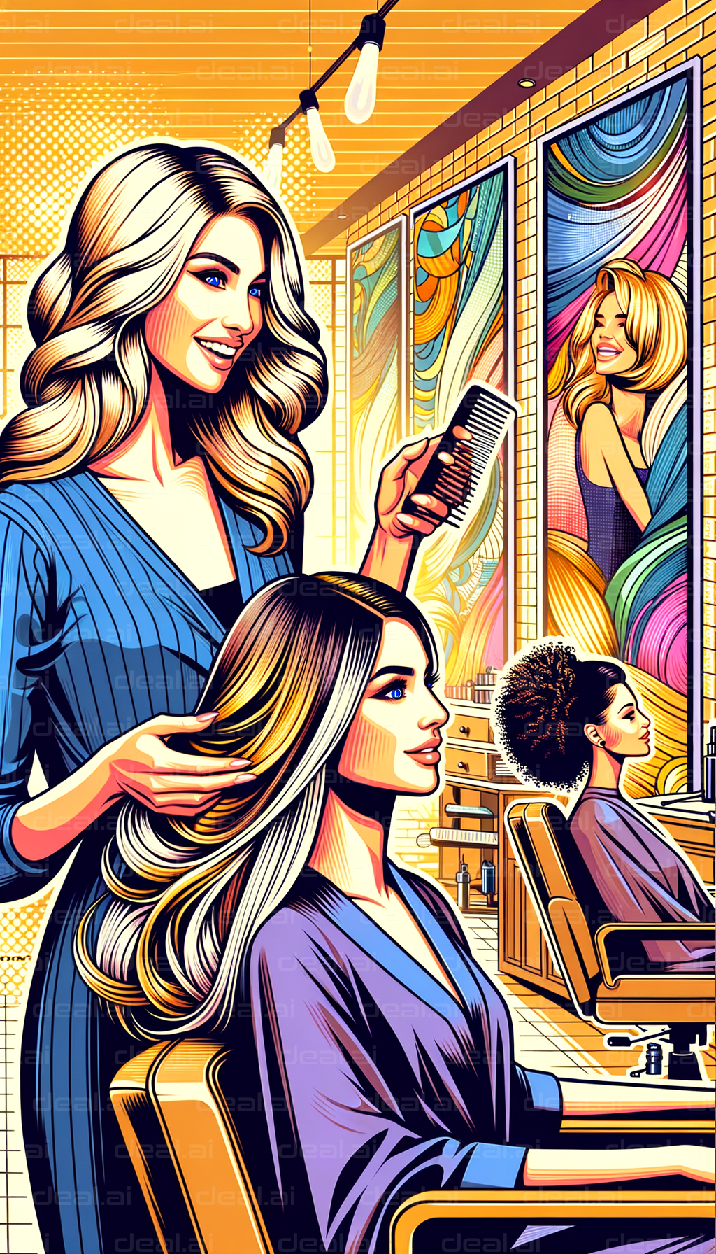 "Vibrant Hair Salon Art"