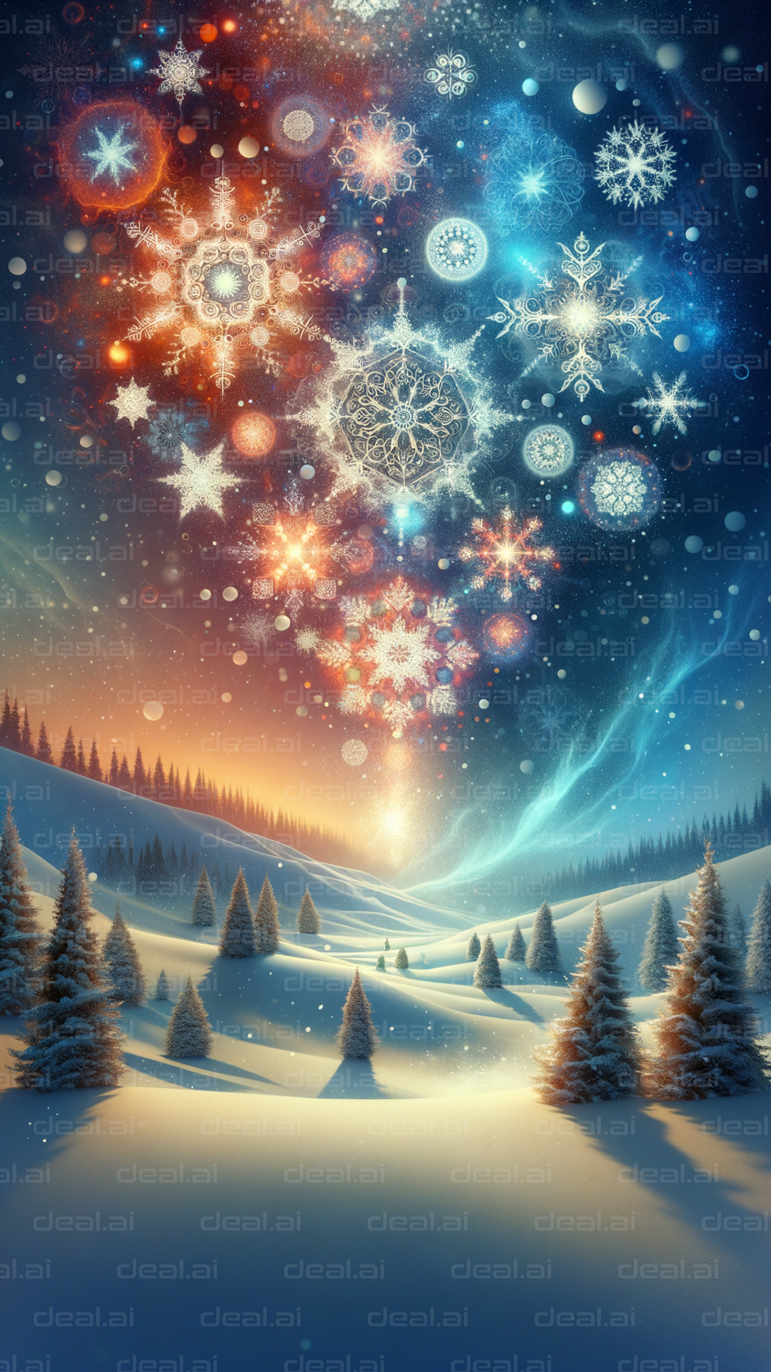 "Fantasy Snowflake Skies"