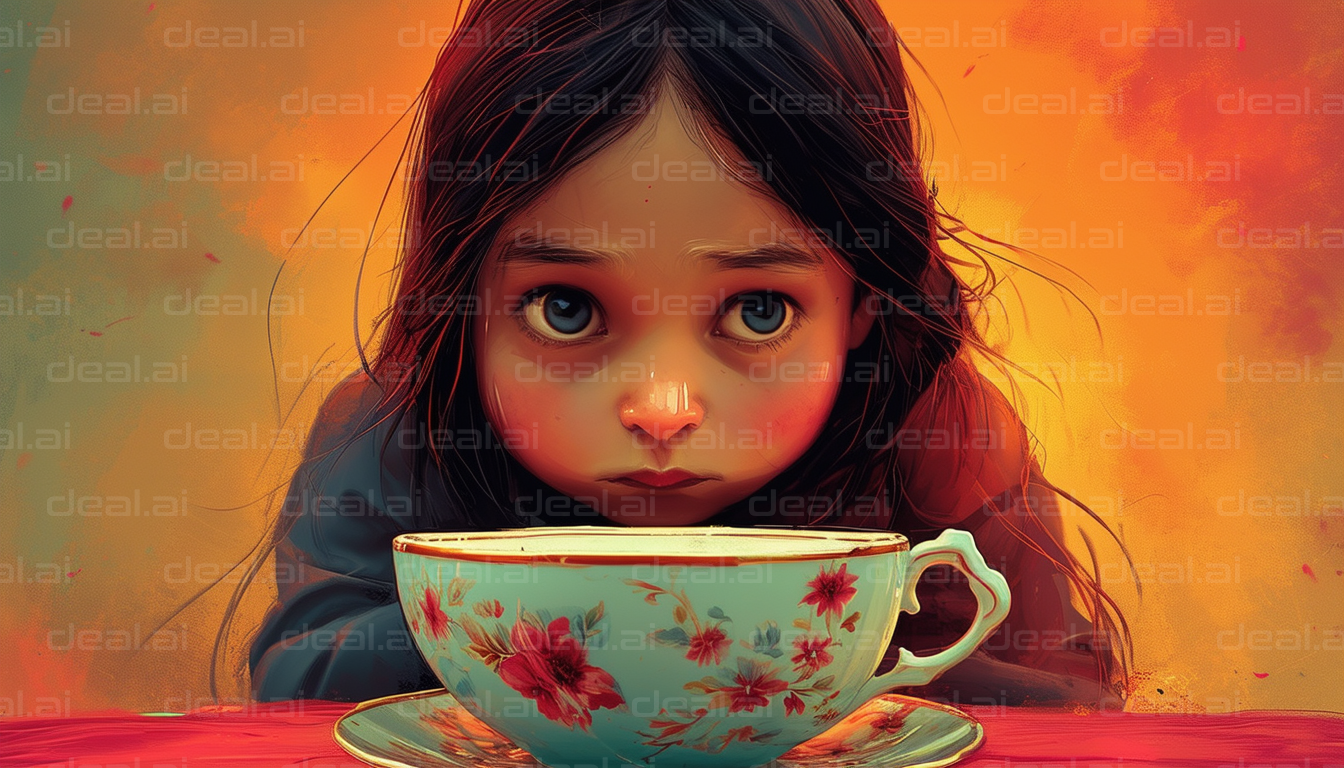 "Curious Child with Teacup"