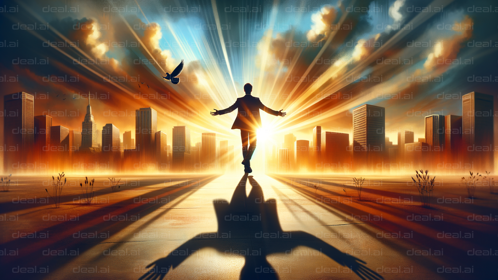 "Triumphant Sunrise in the City"