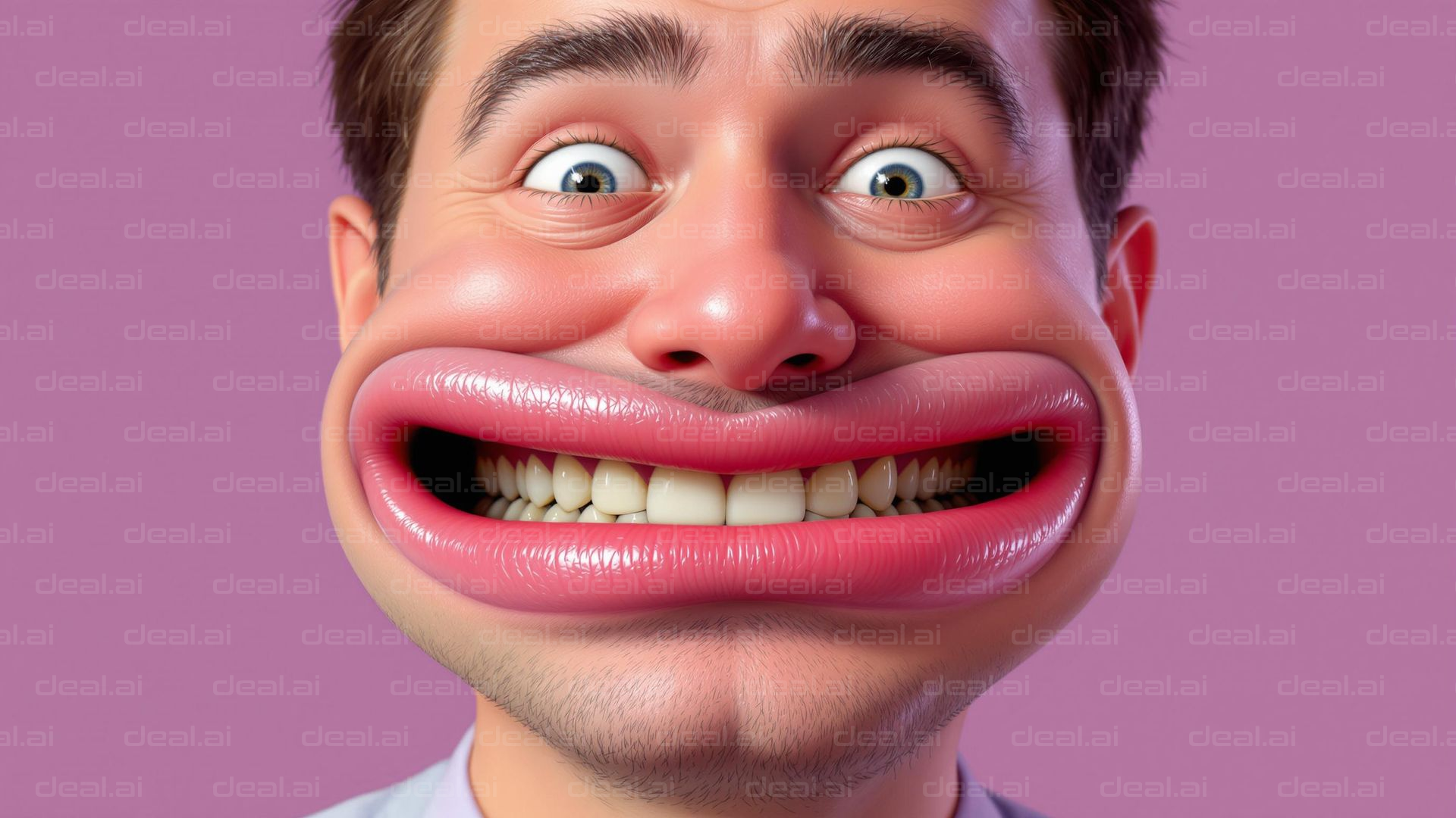 Cartoonish Exaggerated Smile