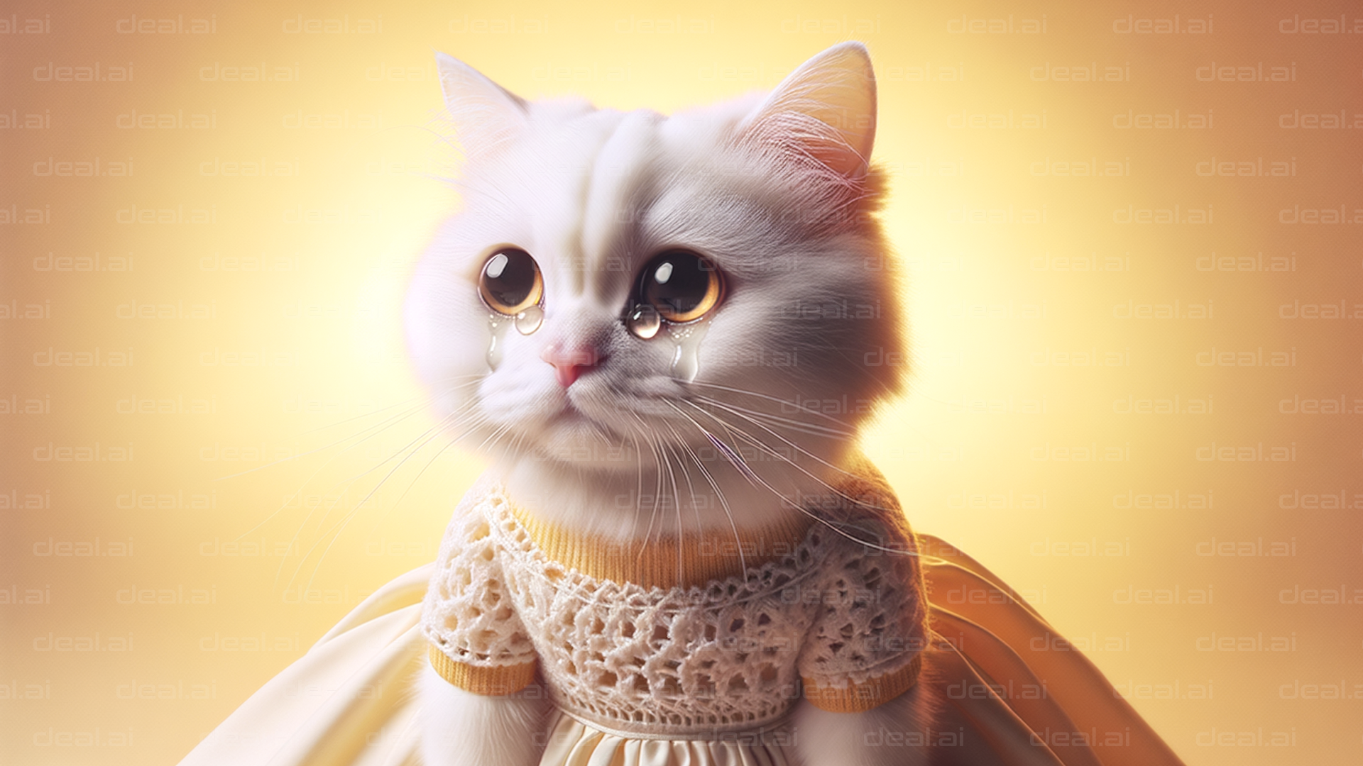 Tearful Feline in a Dress