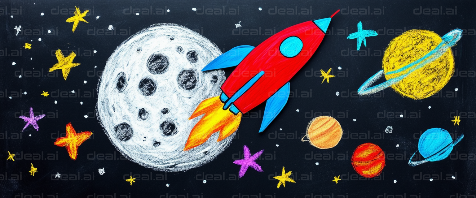 Colorful Space Adventure Drawing