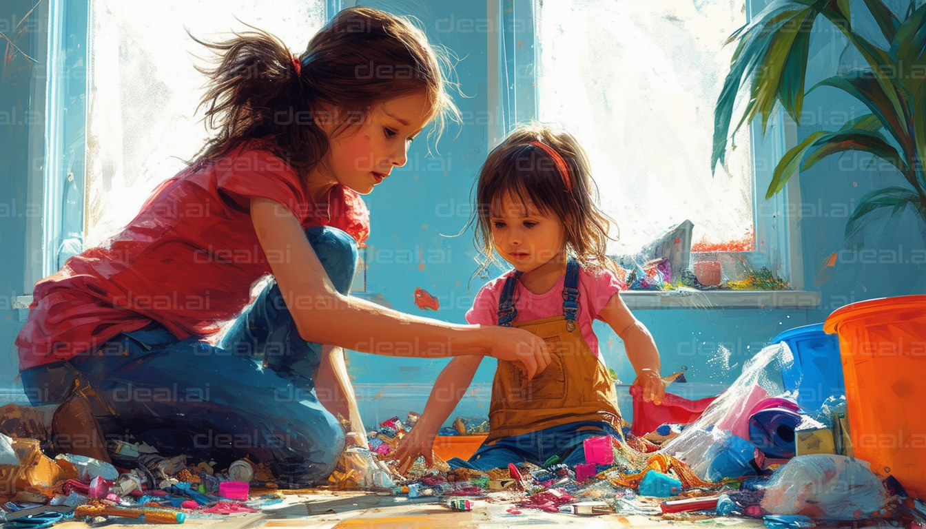 "Creative Kids Playing with Art Supplies"
