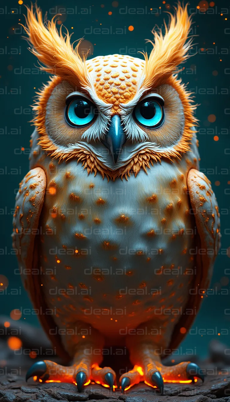 "Fiery Glowing Owl Fantasy"