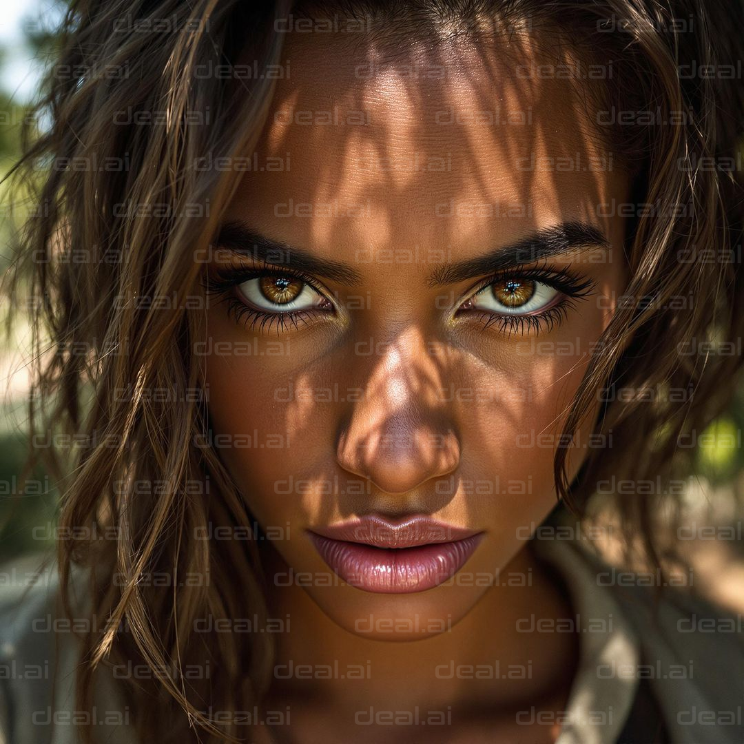 "Captivating Gaze in Sunlit Shadows"