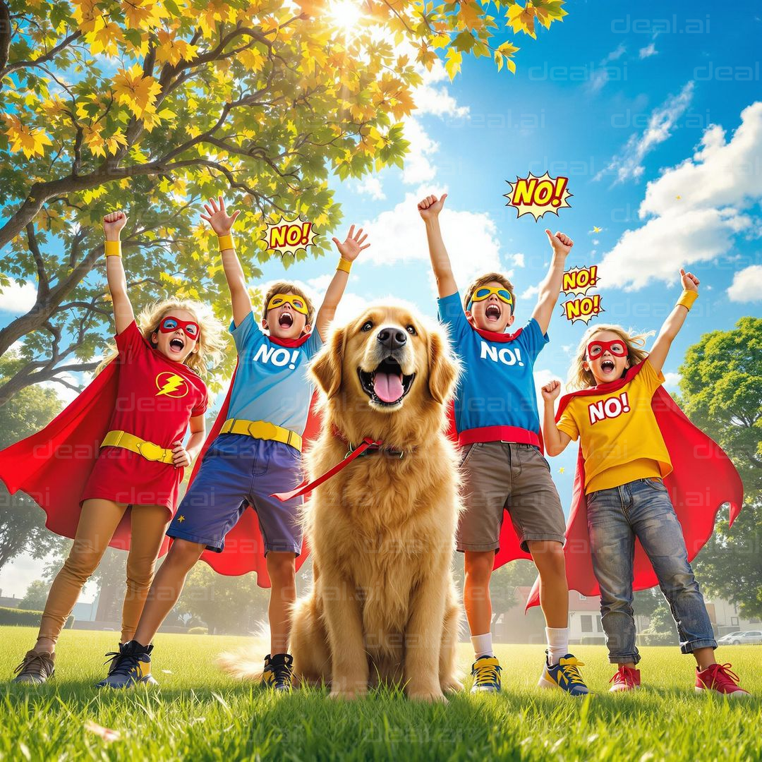 Superheroes and Their Loyal Dog