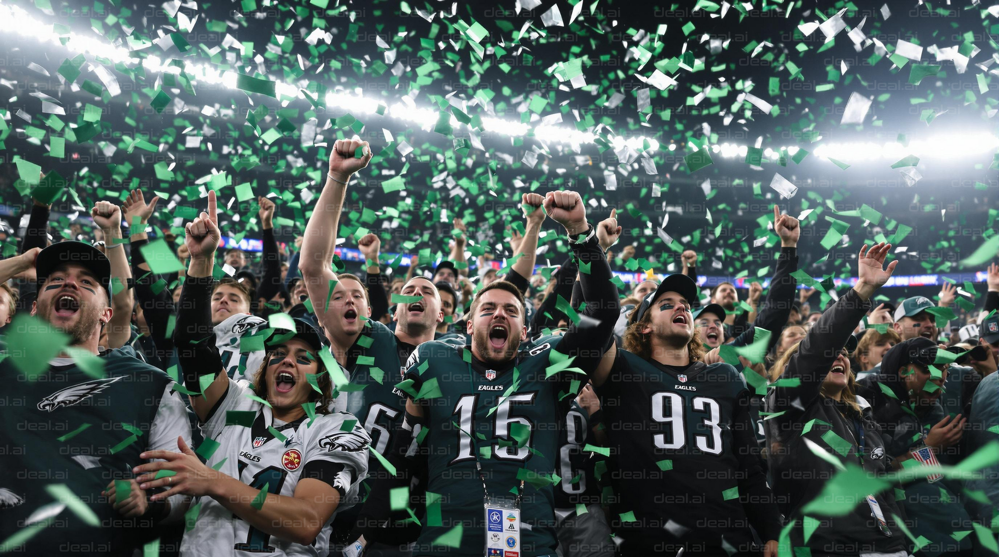 Fans Celebrate in Green Confetti Rain