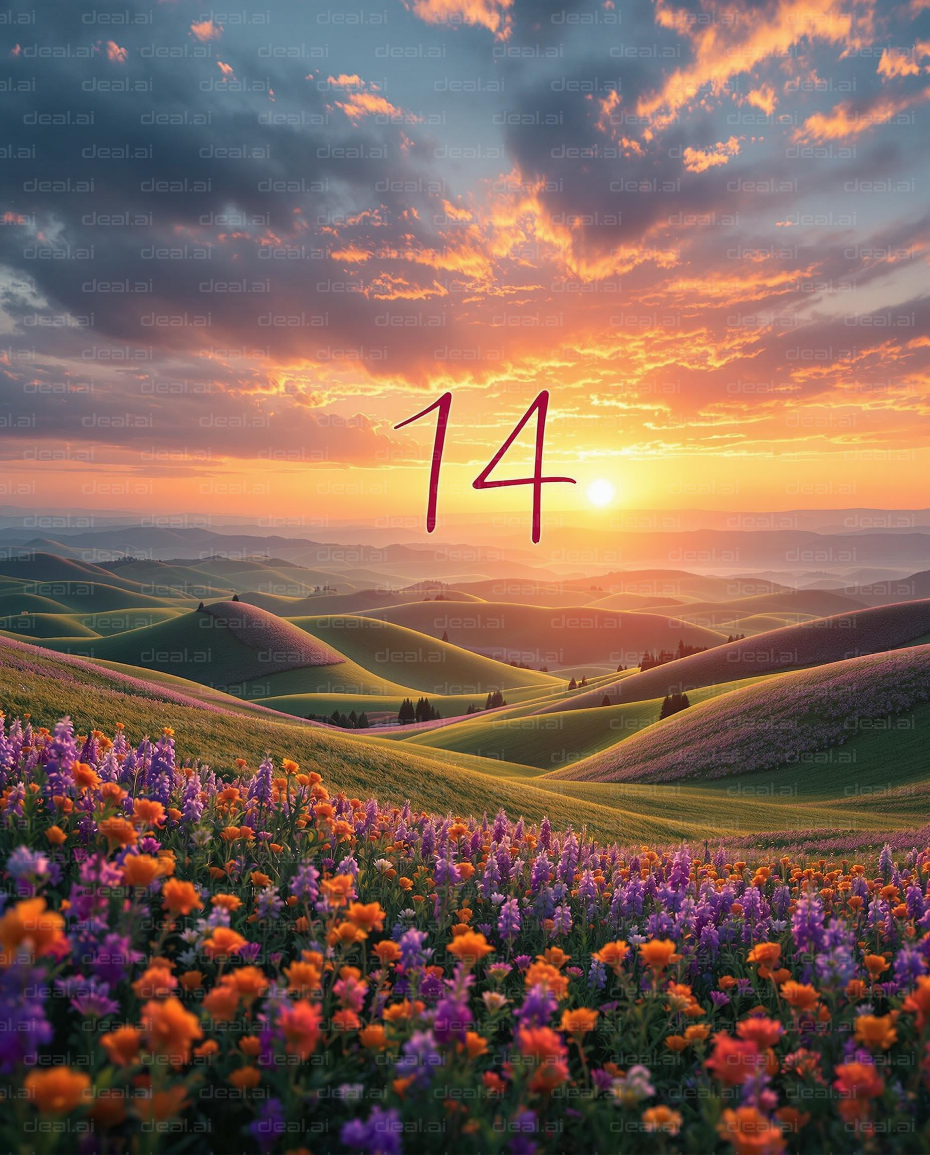 Vibrant Sunset Over Rolling Fields