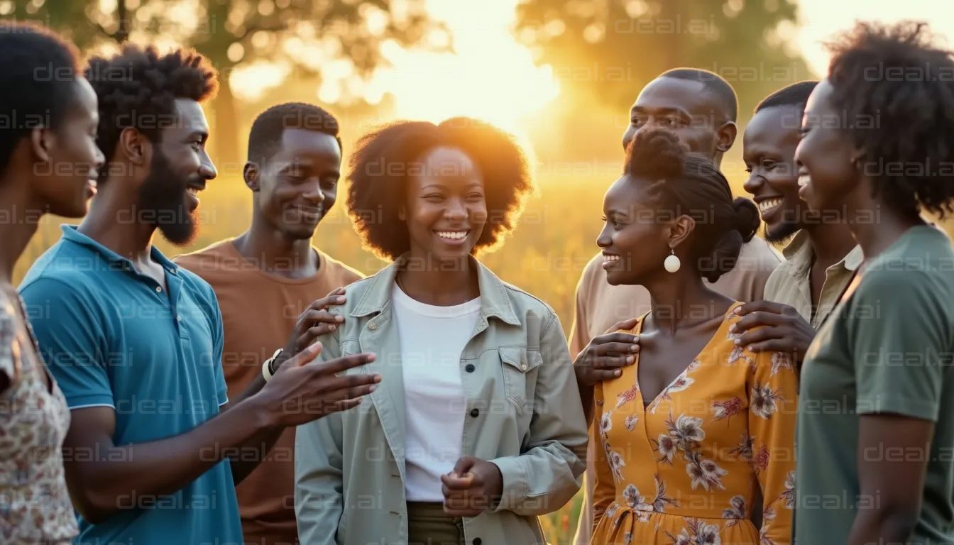 Happy Friends Enjoying Golden Hour