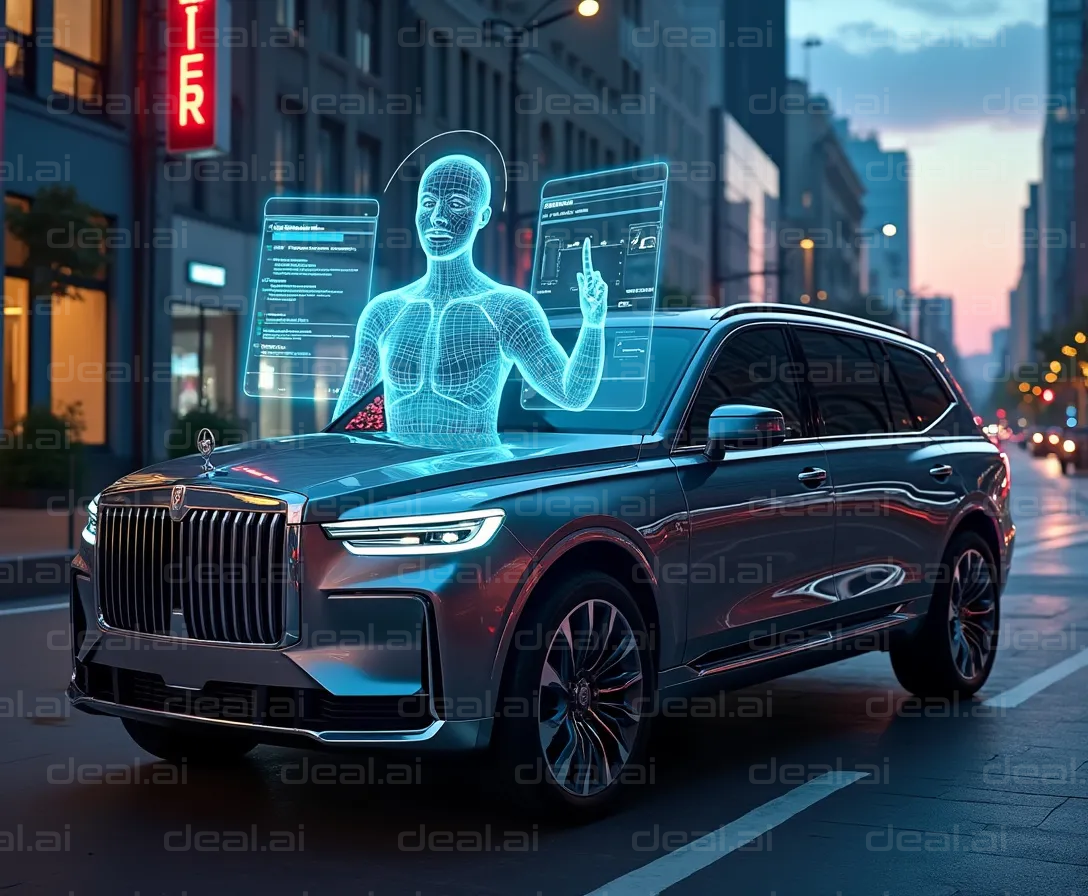 "Futuristic Car with Holographic Interface"