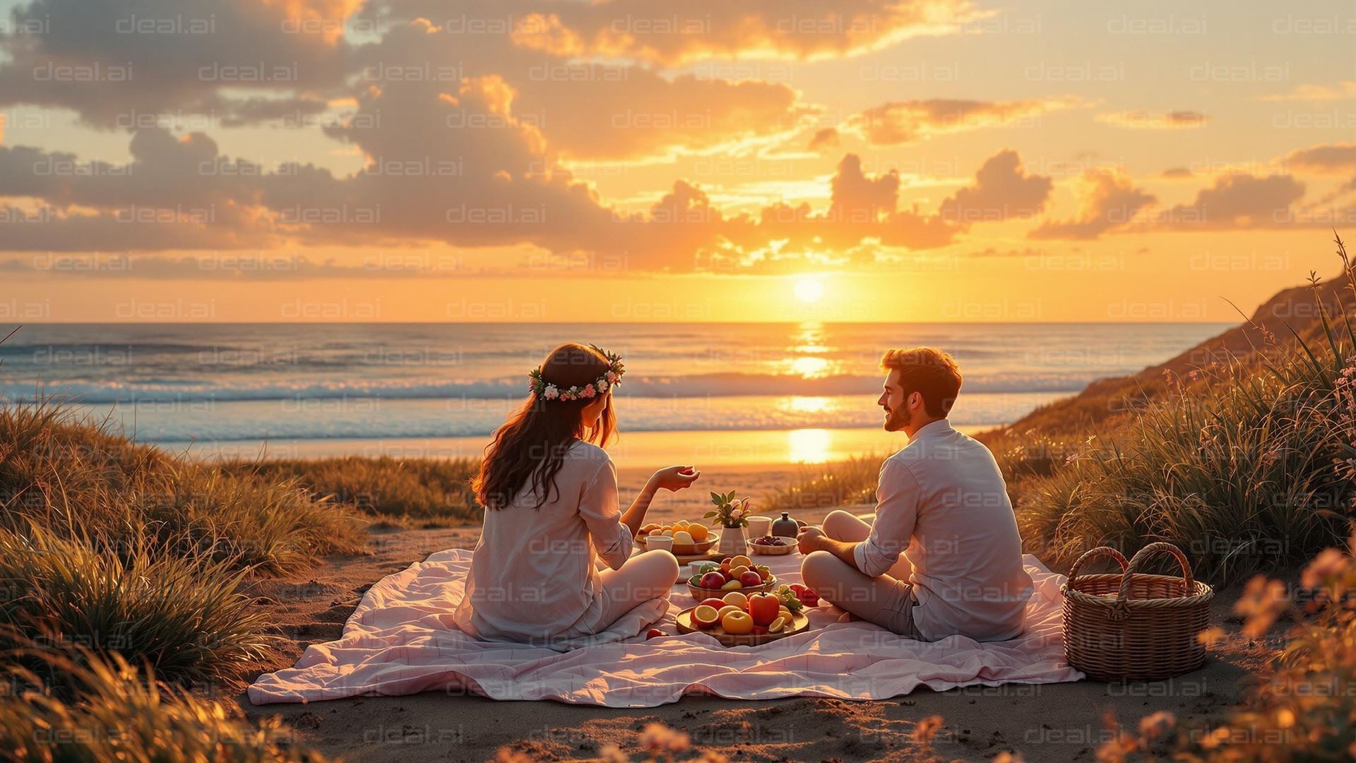 Sunset Beach Picnic Romance