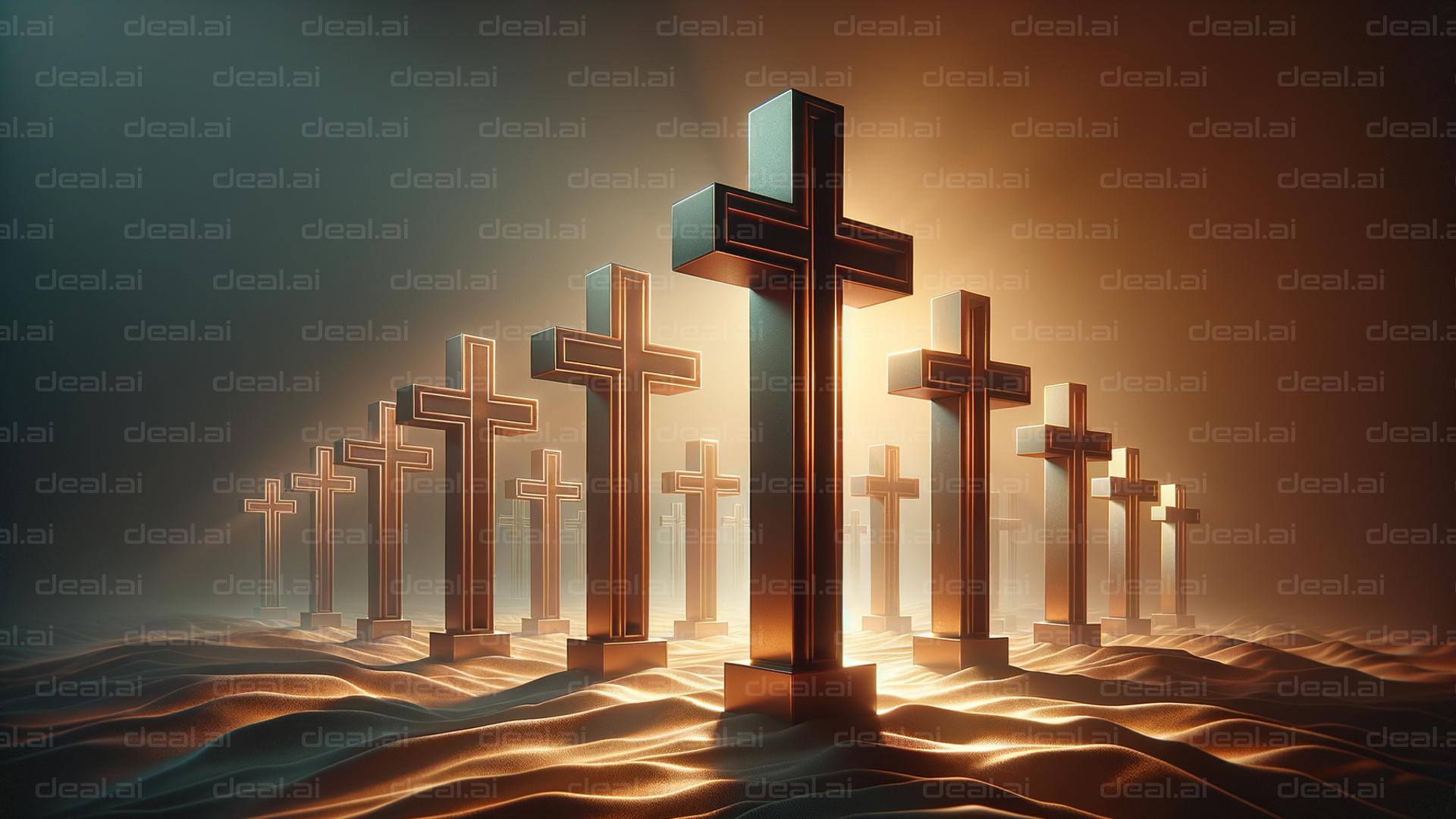 "Illuminated Crosses at Dawn"