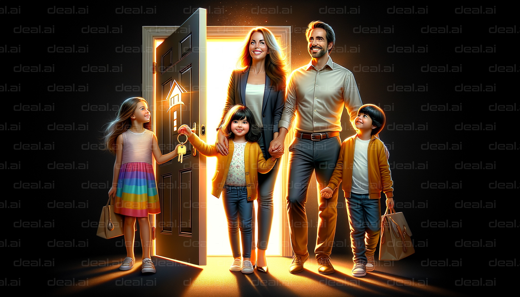 "Family Unpacking Joy in Their New Home"