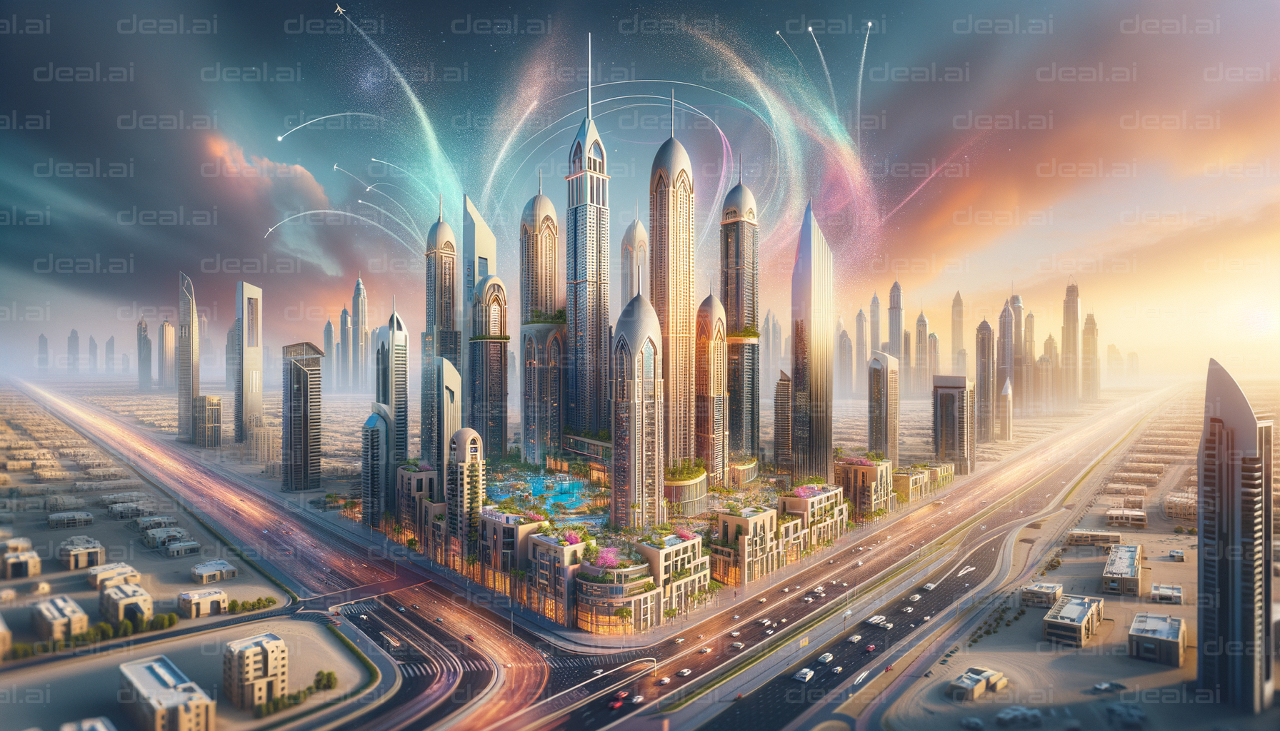 Futuristic Cityscape at Sunrise