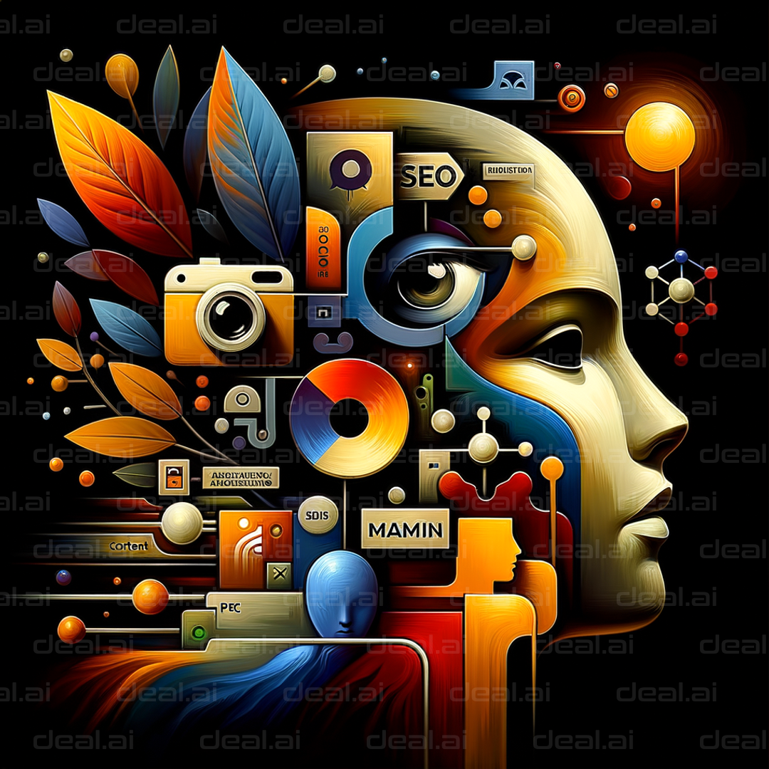 "Abstract Digital Art with Human Profile"