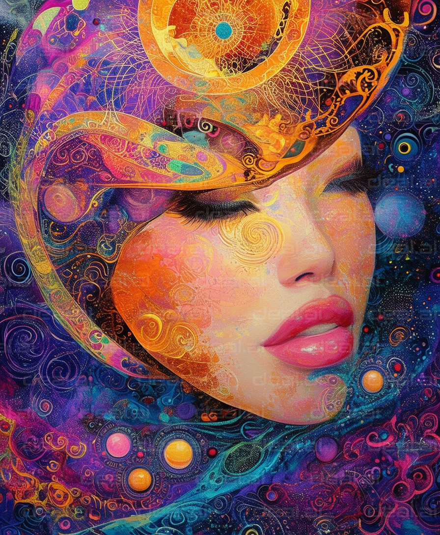 "Vibrant Dreamscape - Surreal Portrait"