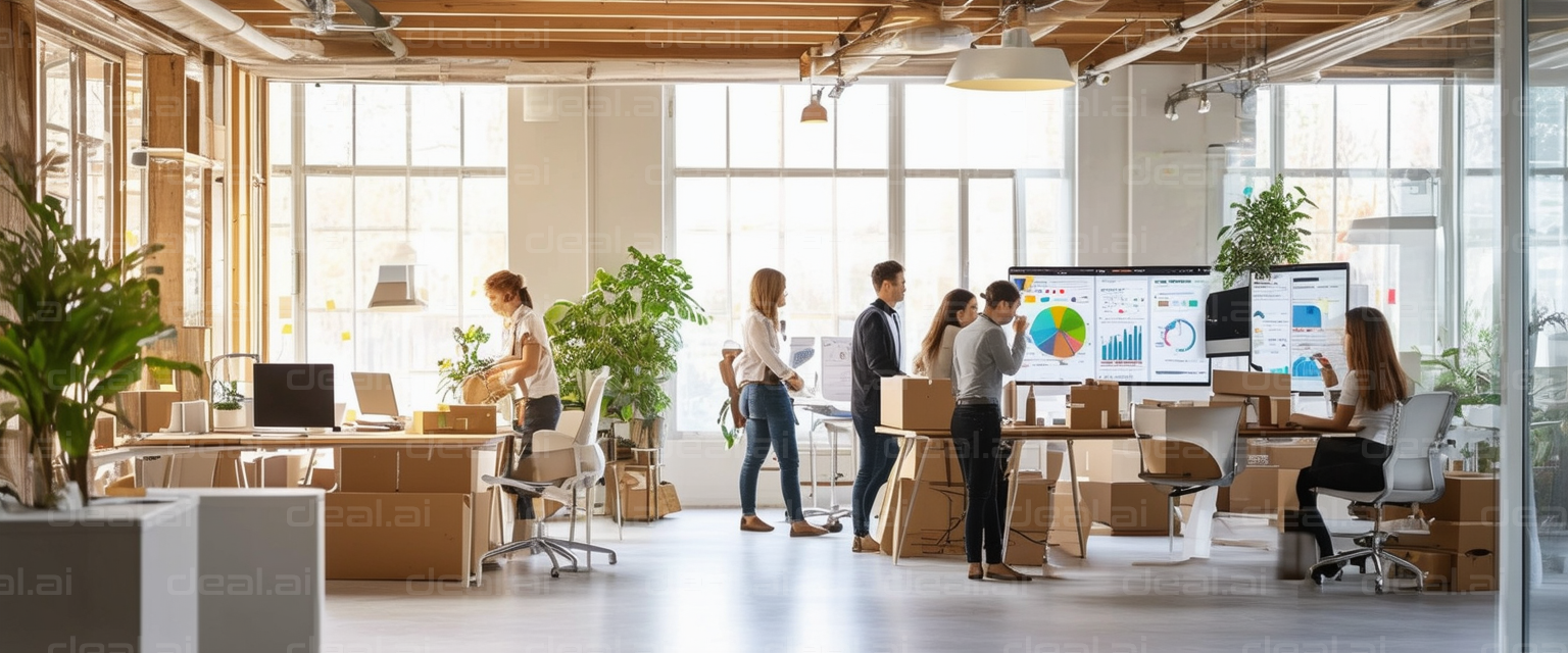 Team Collaborating in Modern Office