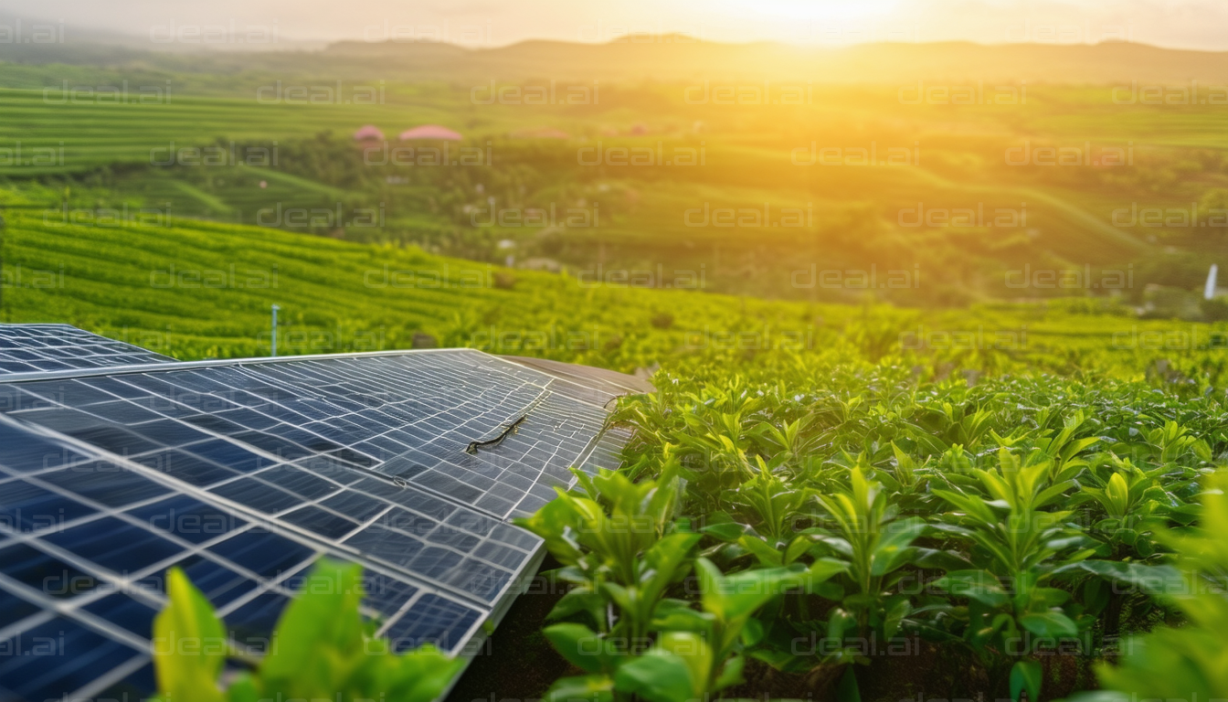 Solar Panels in Verdant Farmland