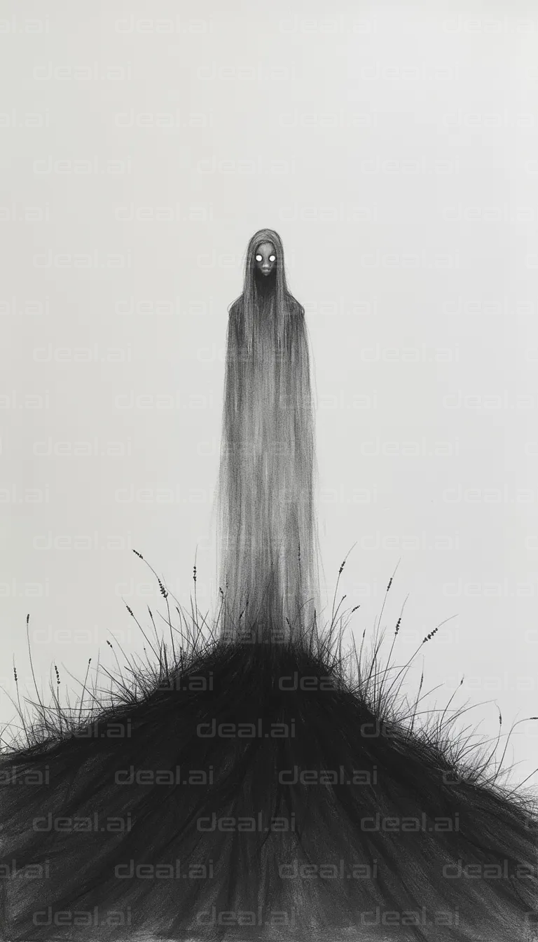 "Ghostly Figure in a Dark Landscape"