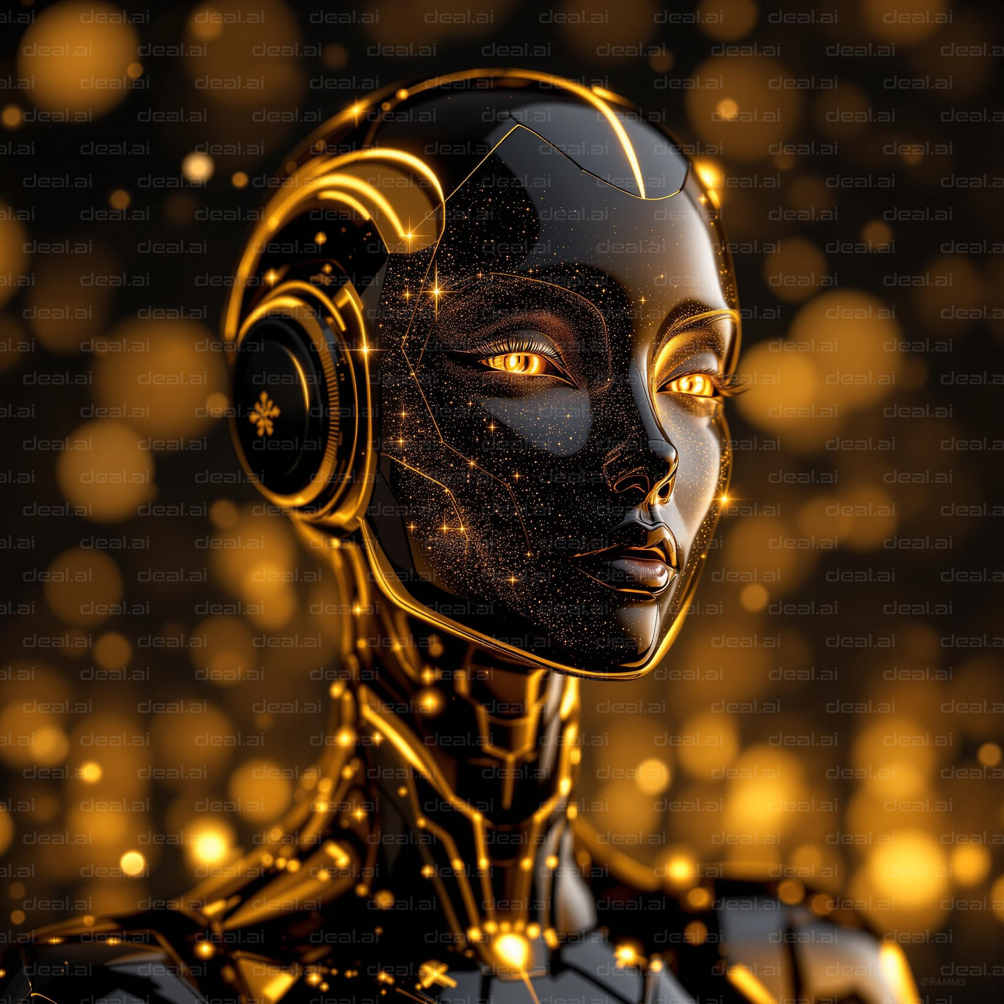 "Golden Cybernetic Portrait"