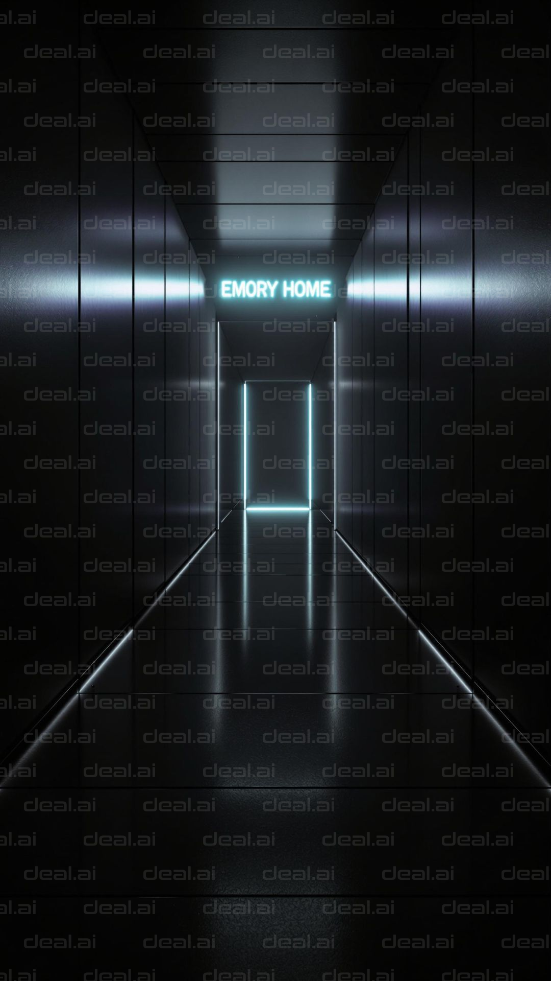 Neon Lit Corridor Entrance