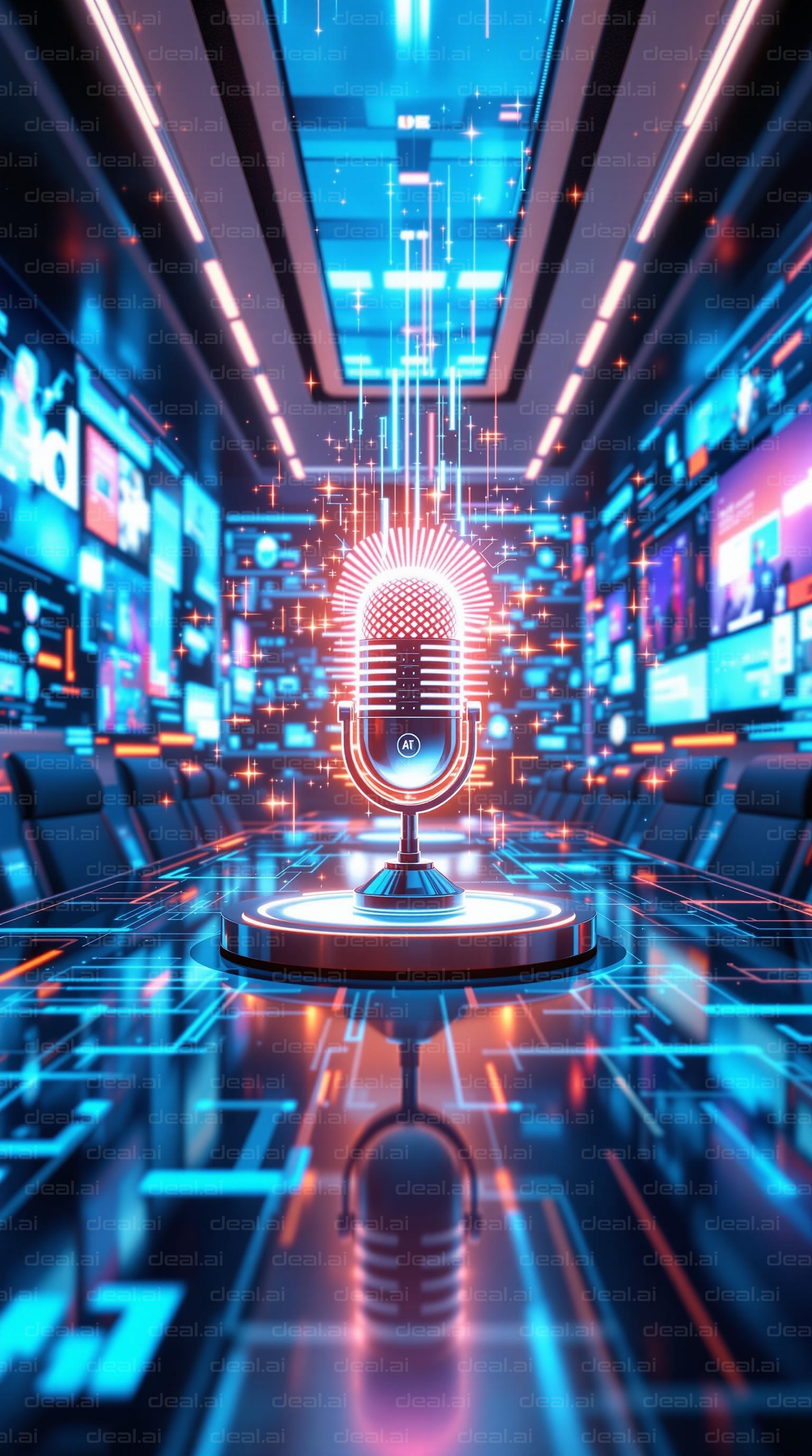 Futuristic Podcast Studio Scene