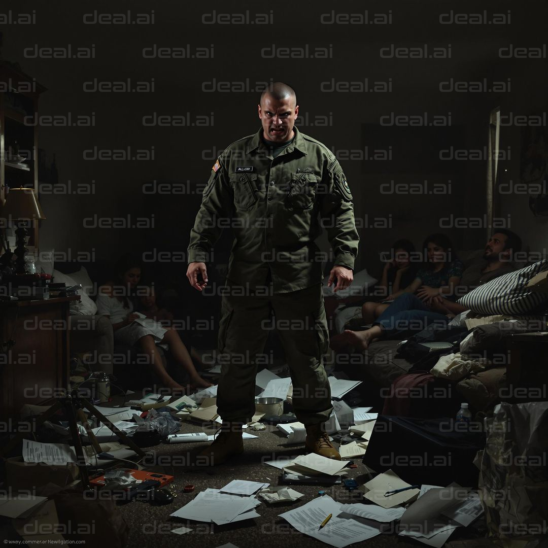 Soldier Stands Amidst Chaos